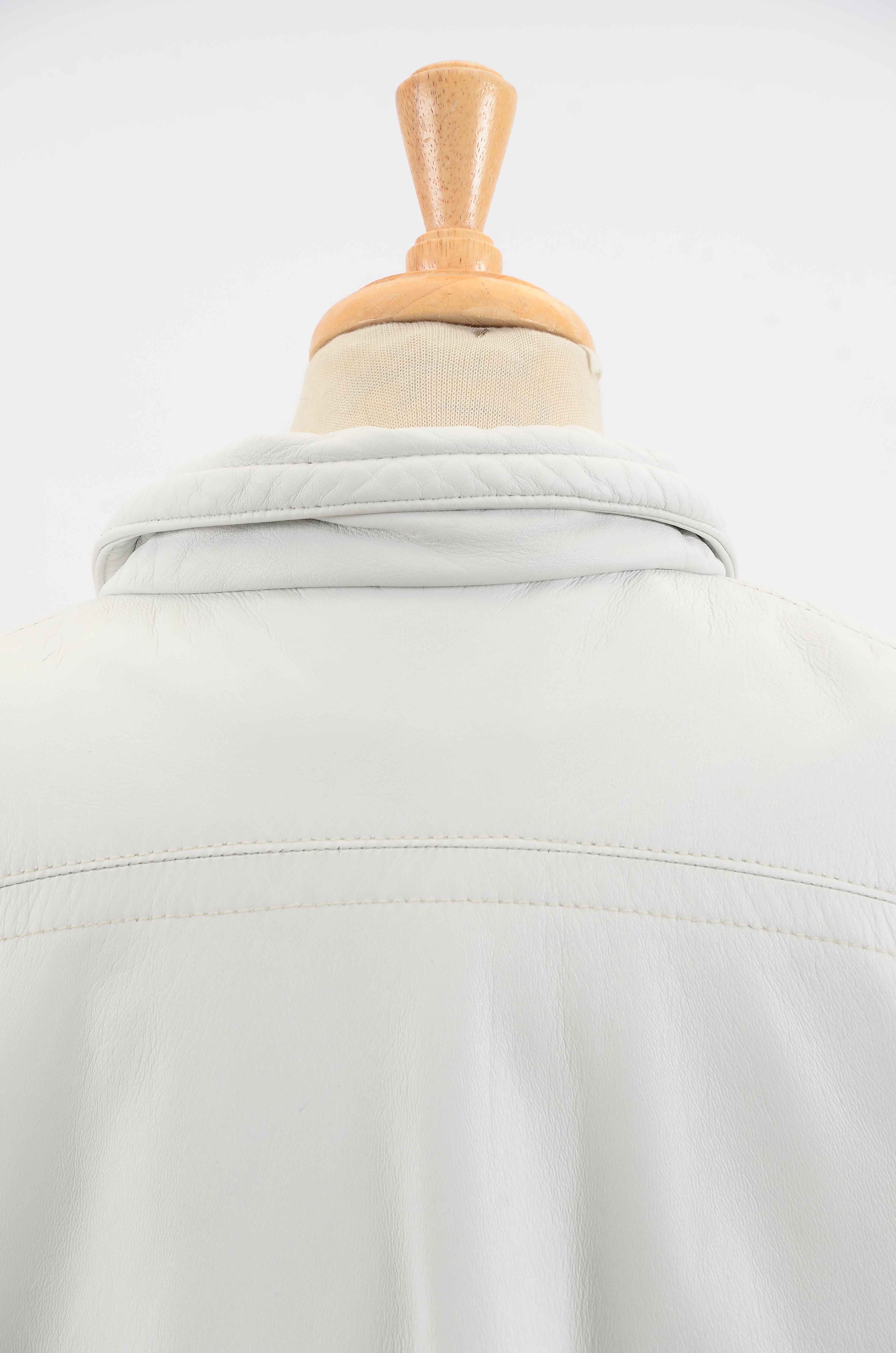 Vintage White Leather Jacket by Bisang Alpine