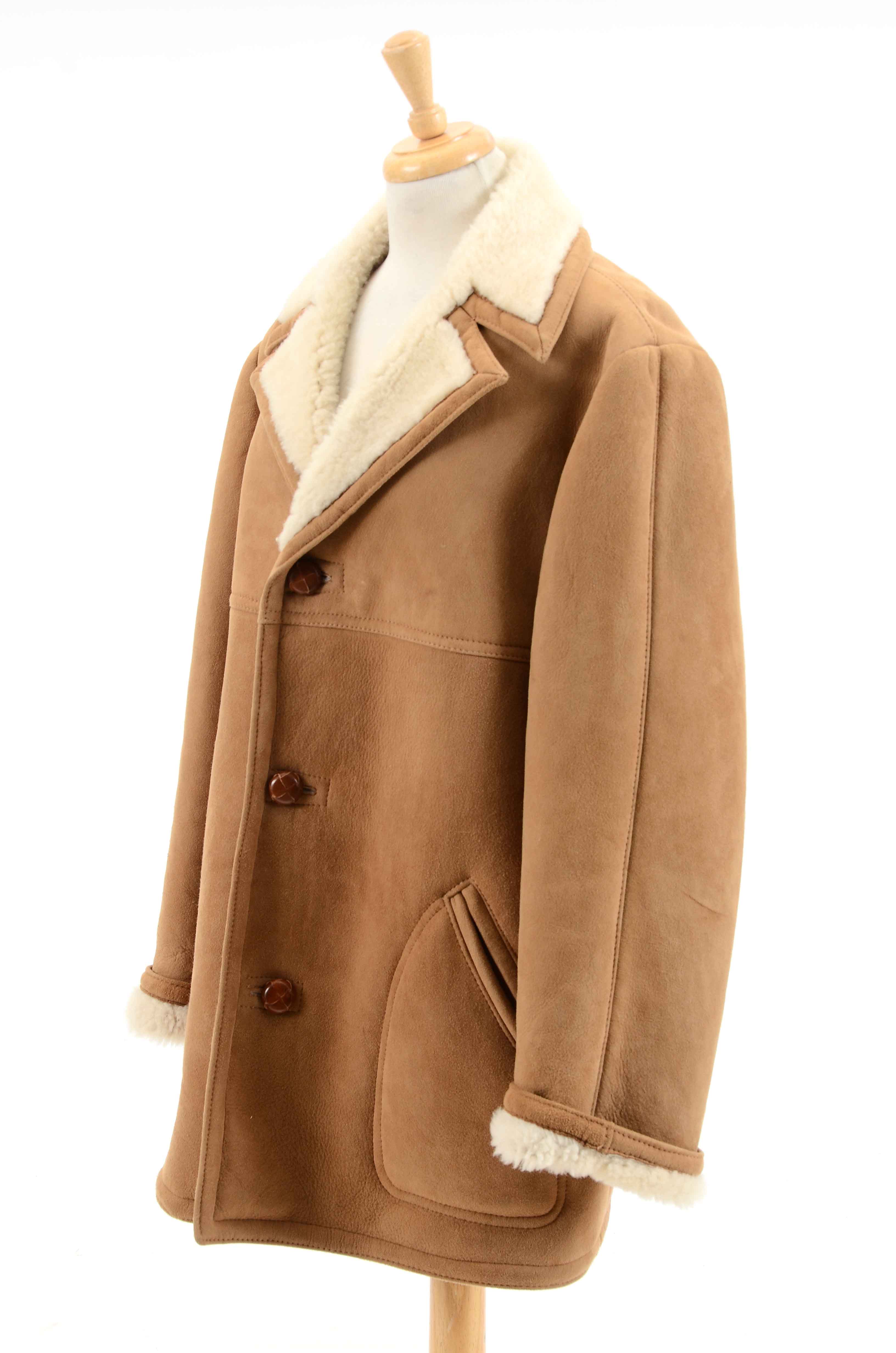 Vintage Suede Shearling Coat