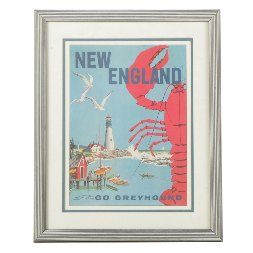 Offset Lithograph Print on Paper of Greyhound Ad