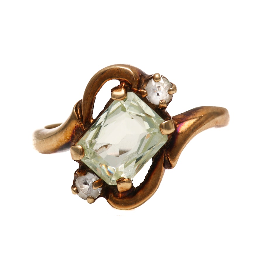 Art Nouveau 10K Yellow Gold Spinel Ring