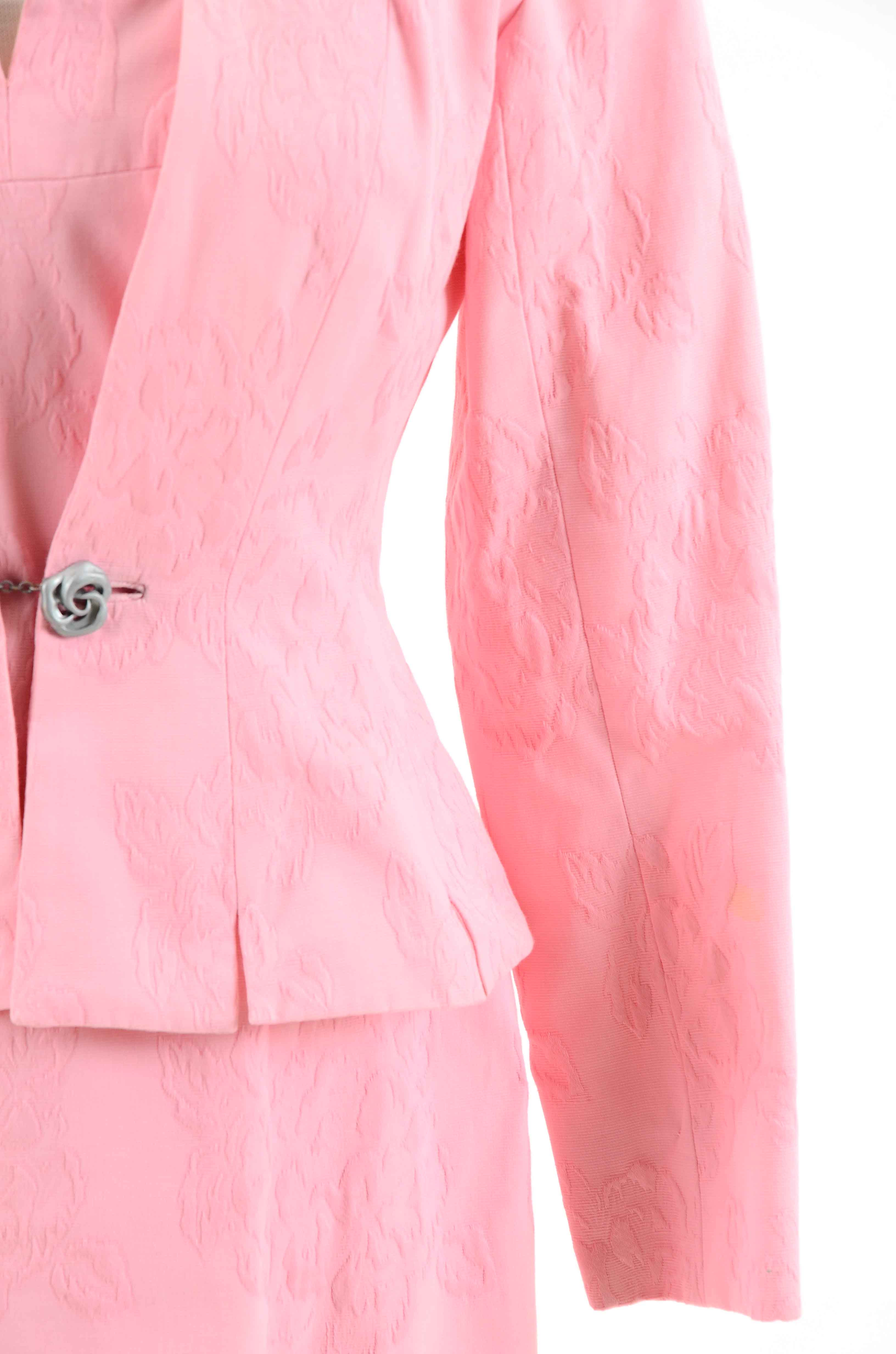 Vintage Pink Brocade Dress Suit