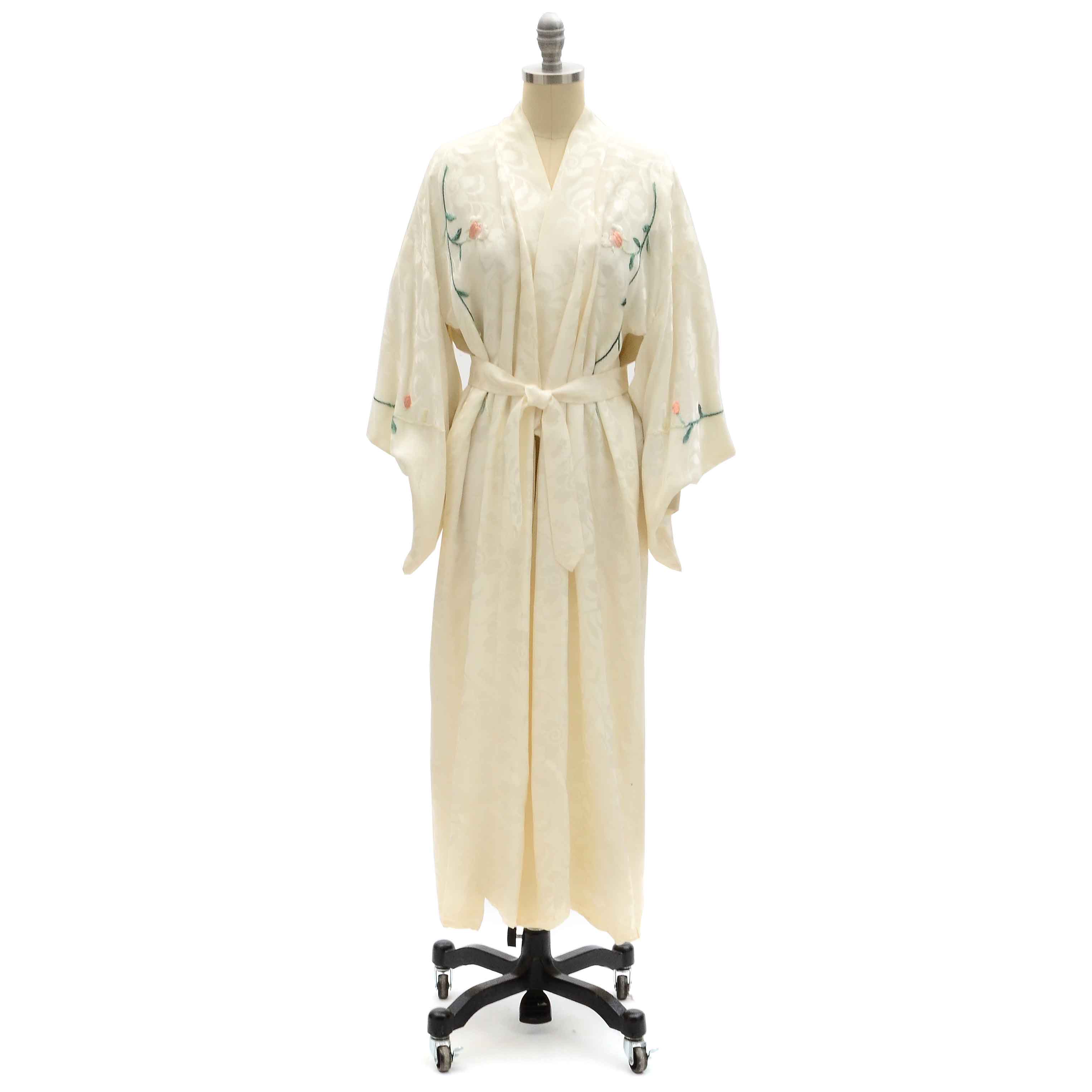 Japanese Embroidered Satin Brocade Kimono