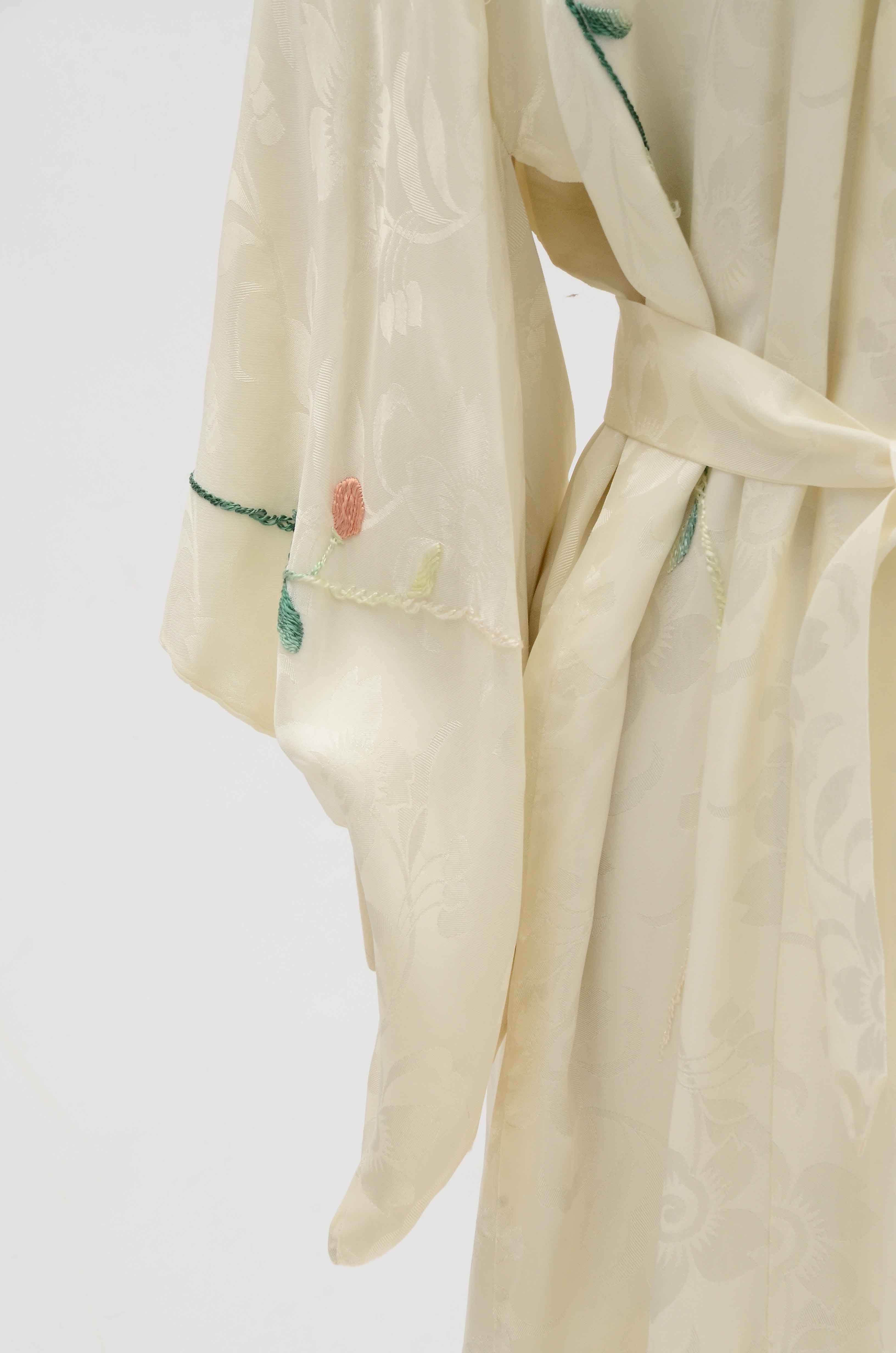 Japanese Embroidered Satin Brocade Kimono