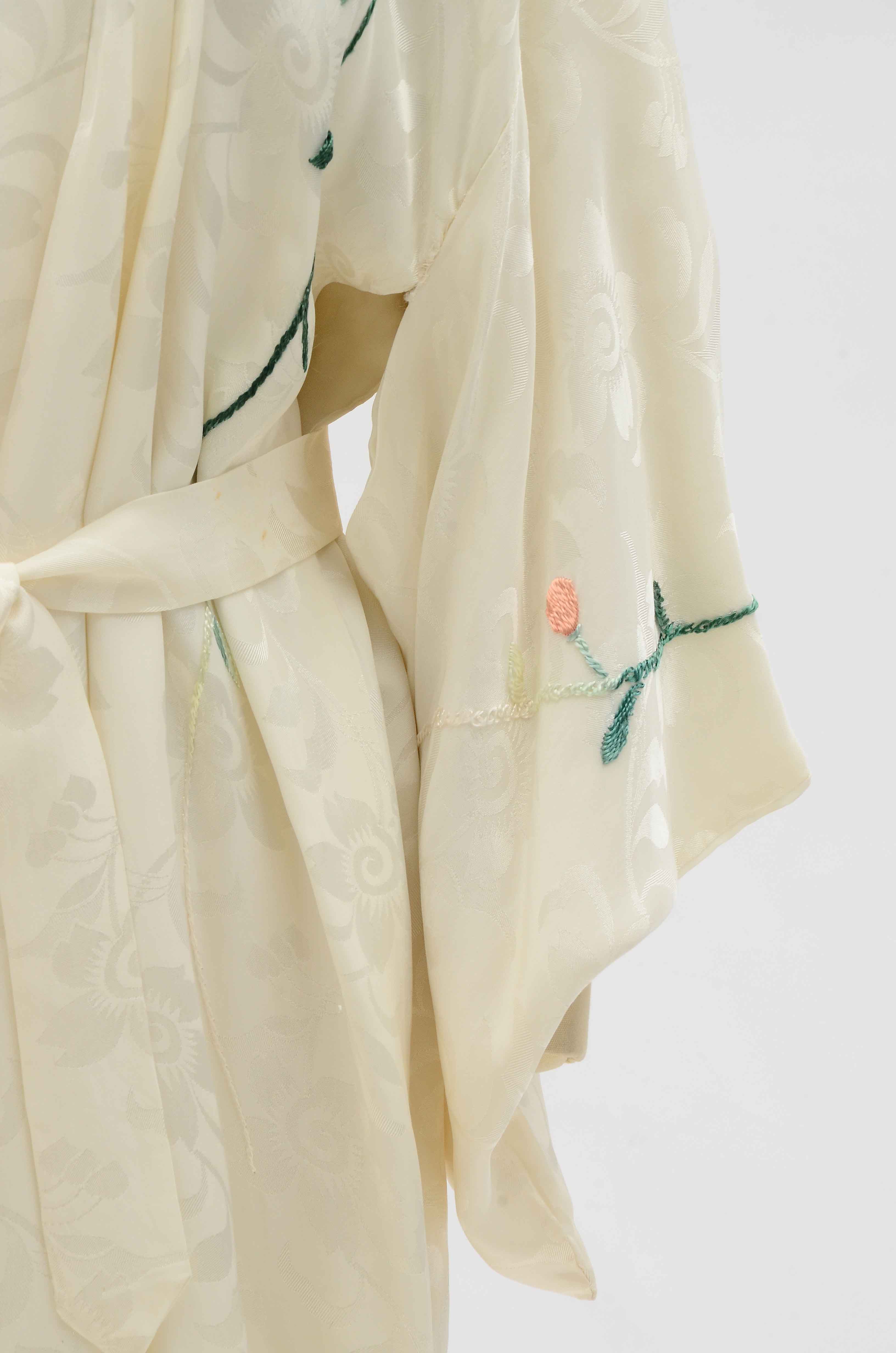 Japanese Embroidered Satin Brocade Kimono