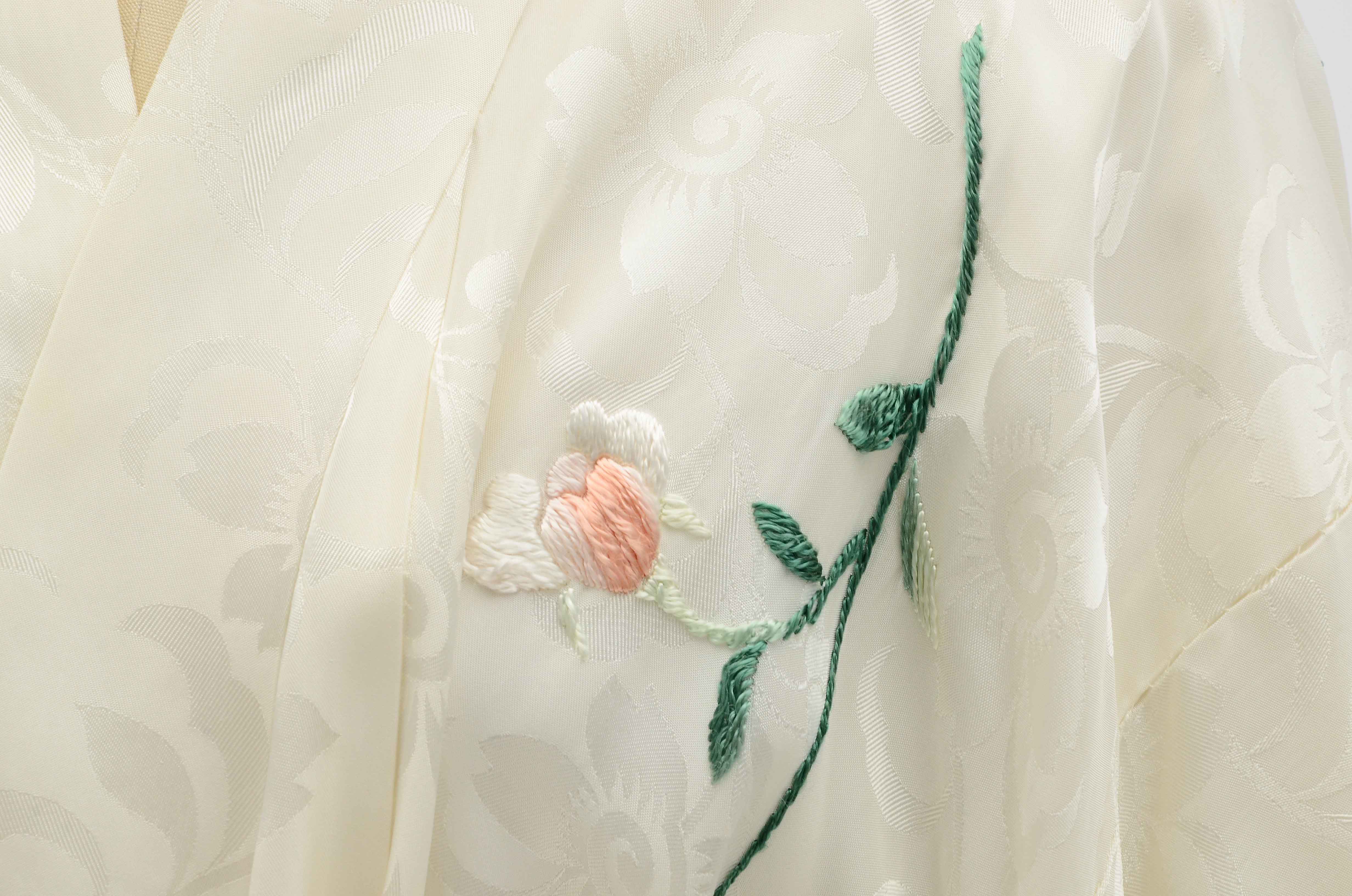 Japanese Embroidered Satin Brocade Kimono