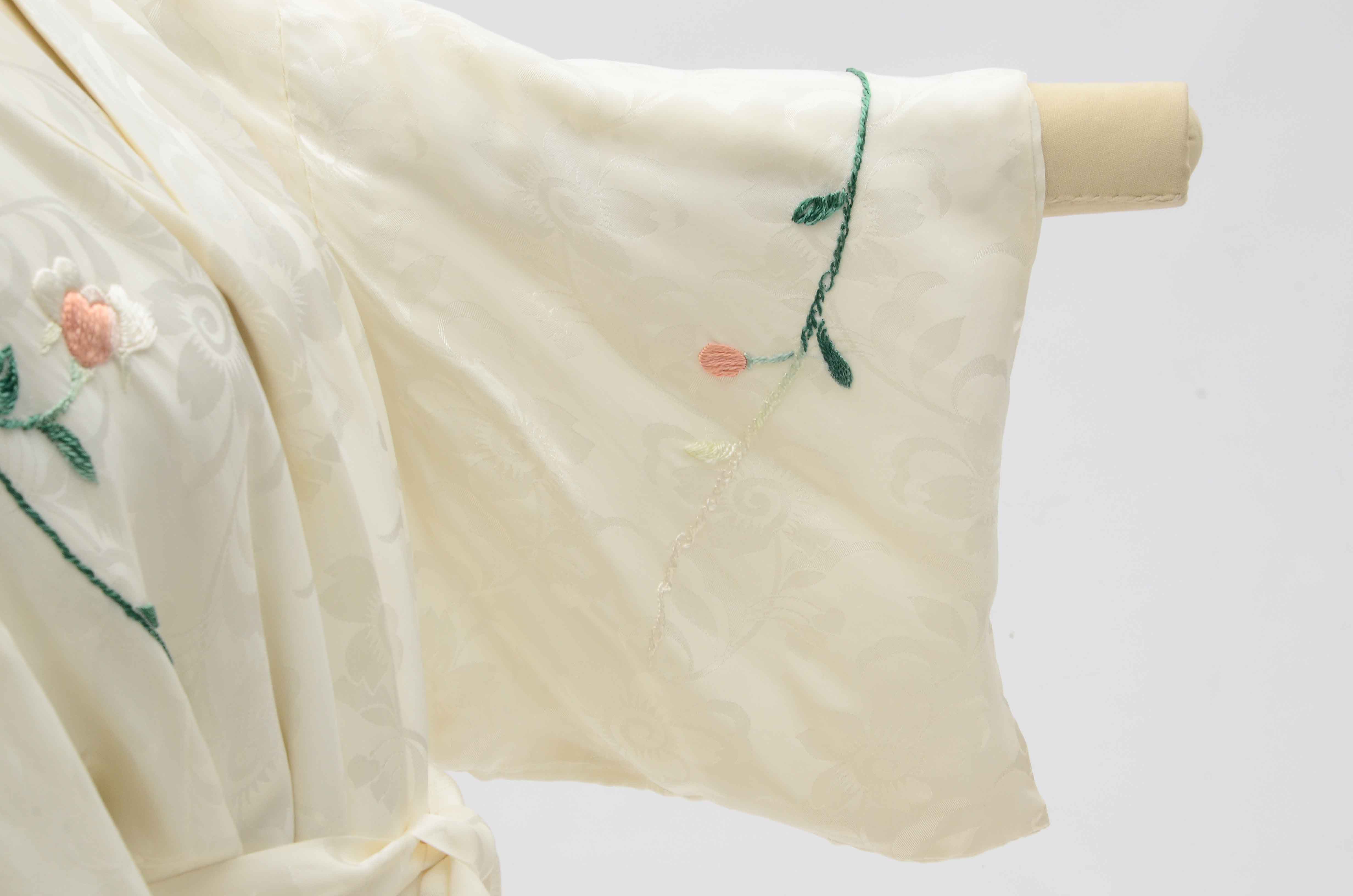 Japanese Embroidered Satin Brocade Kimono