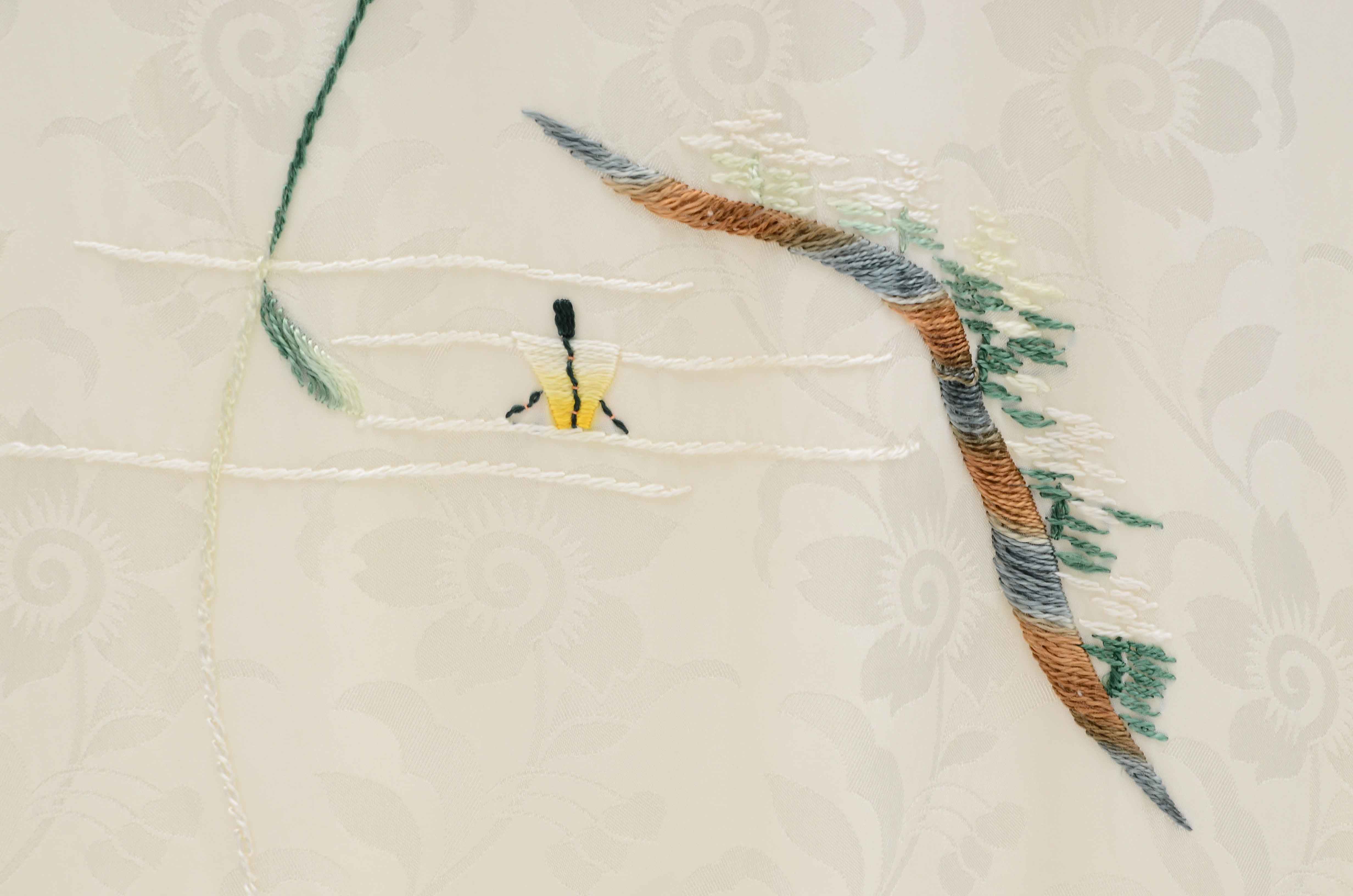 Japanese Embroidered Satin Brocade Kimono