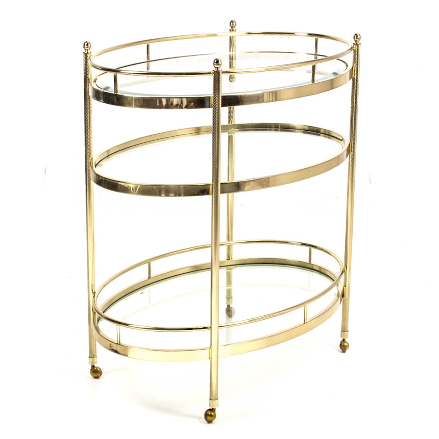 Oval Brass Bar Cart