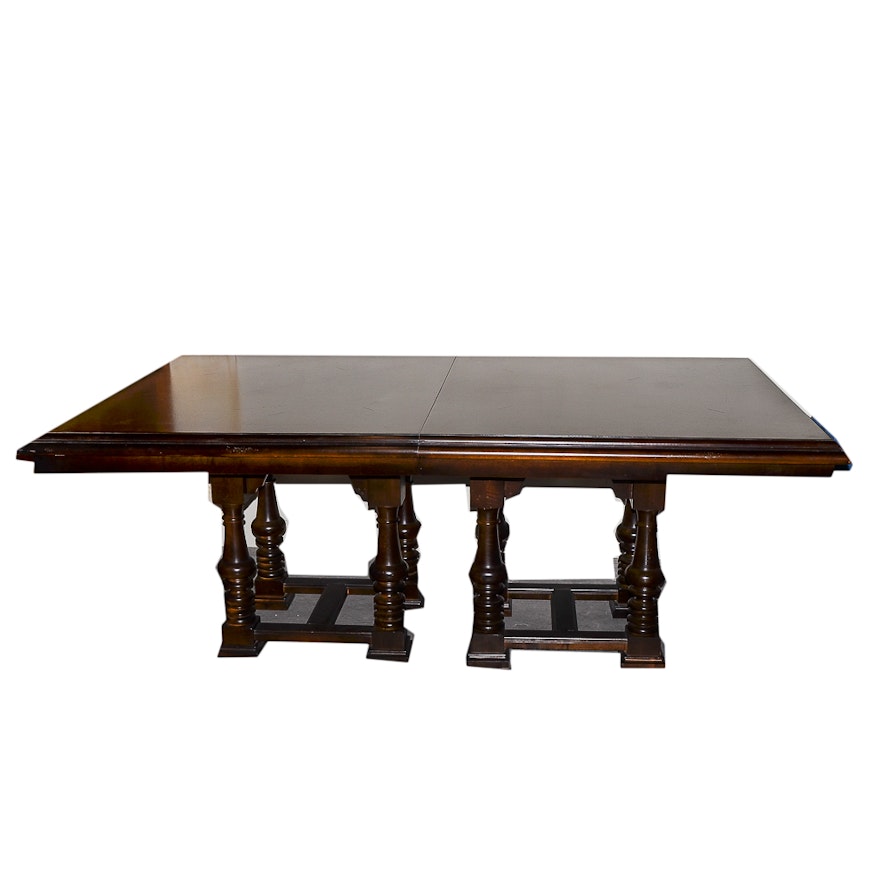 Double Pedestal Maple Dining Table by Stanley Furniture Co.