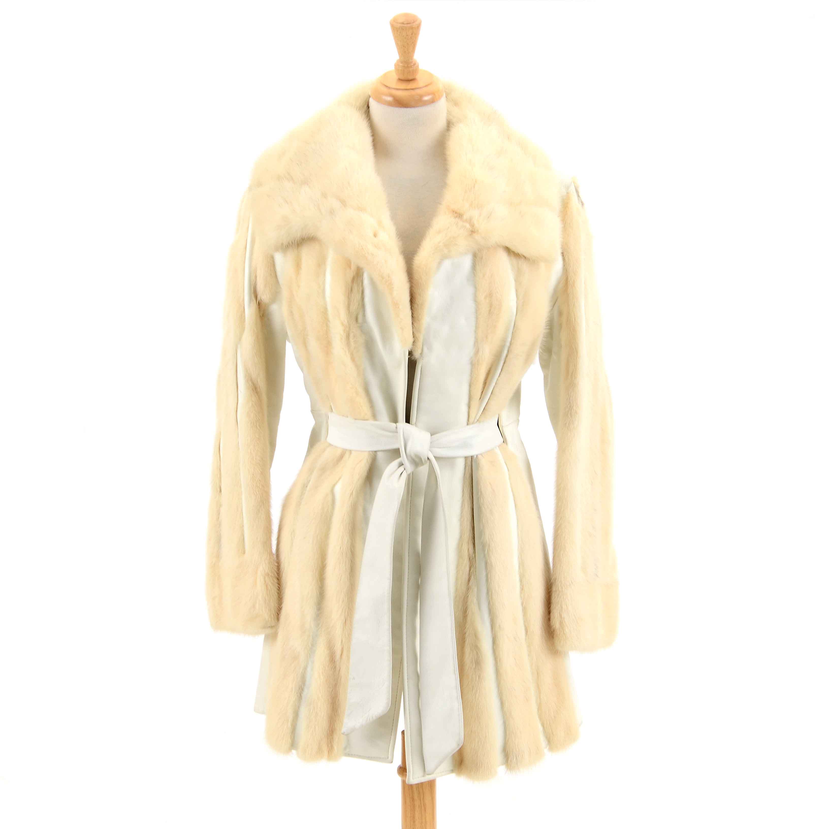Vintage Platinum Mink Fur and White Leather Jacket