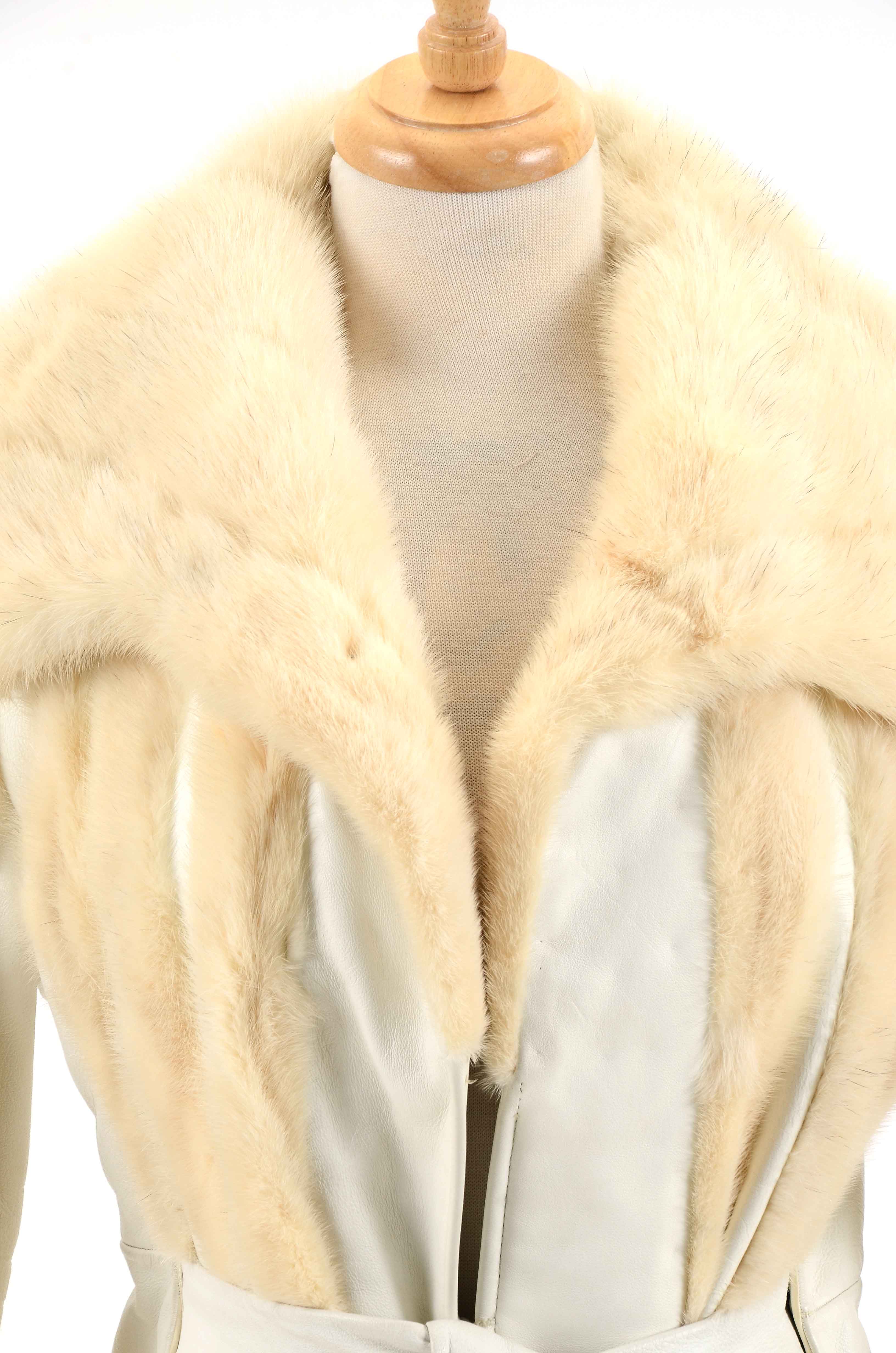 Vintage Platinum Mink Fur and White Leather Jacket