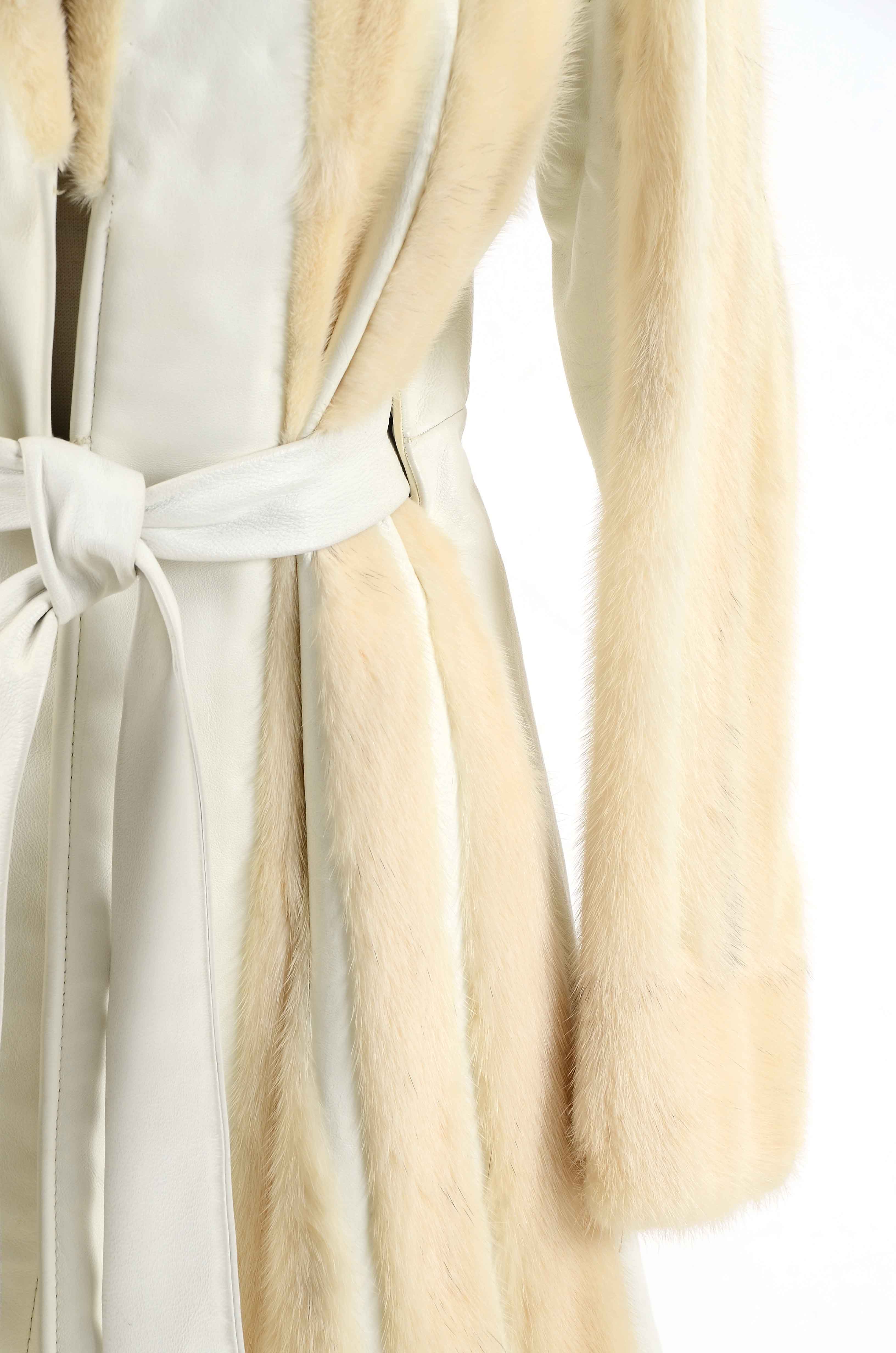 Vintage Platinum Mink Fur and White Leather Jacket