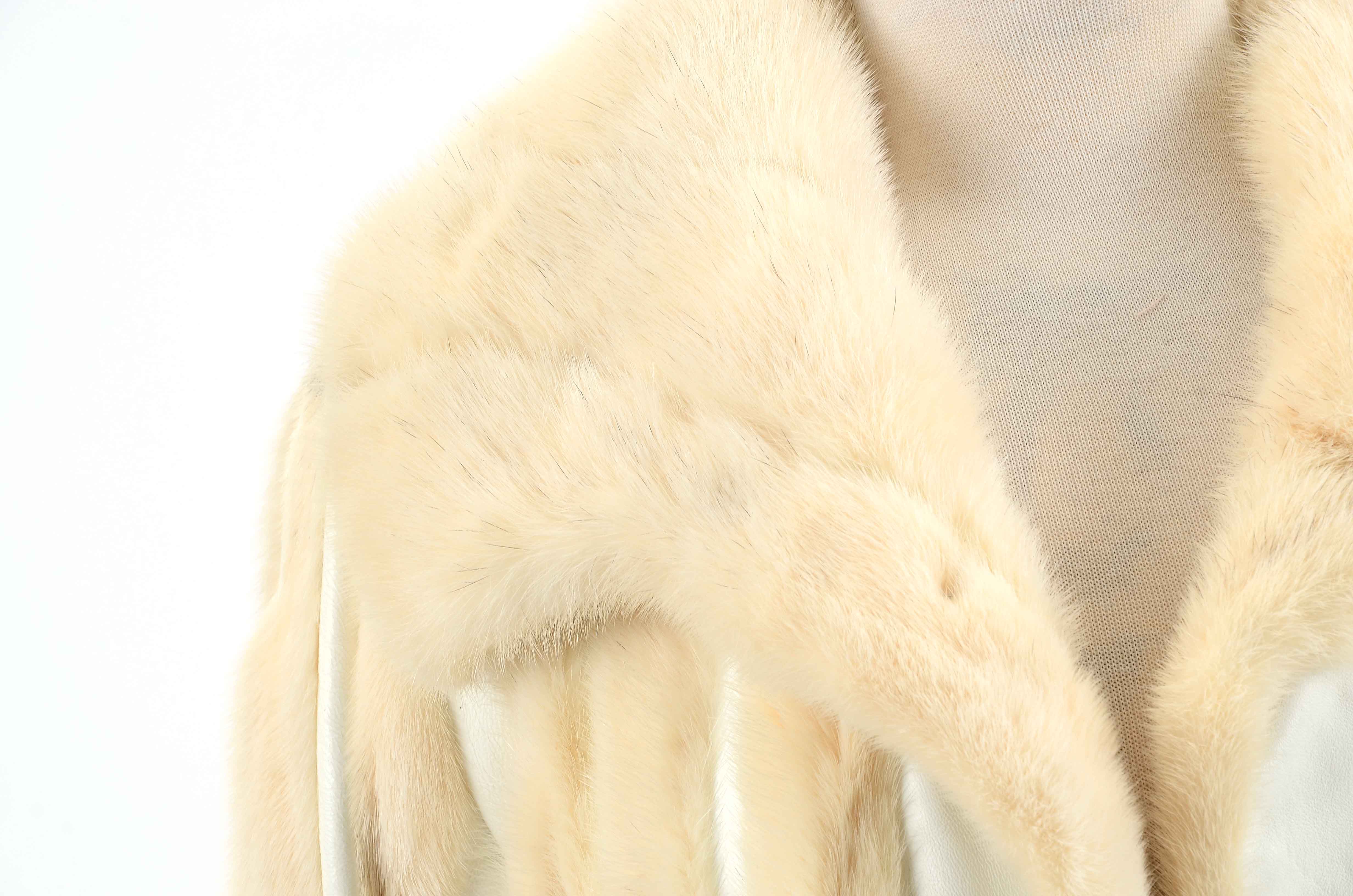 Vintage Platinum Mink Fur and White Leather Jacket