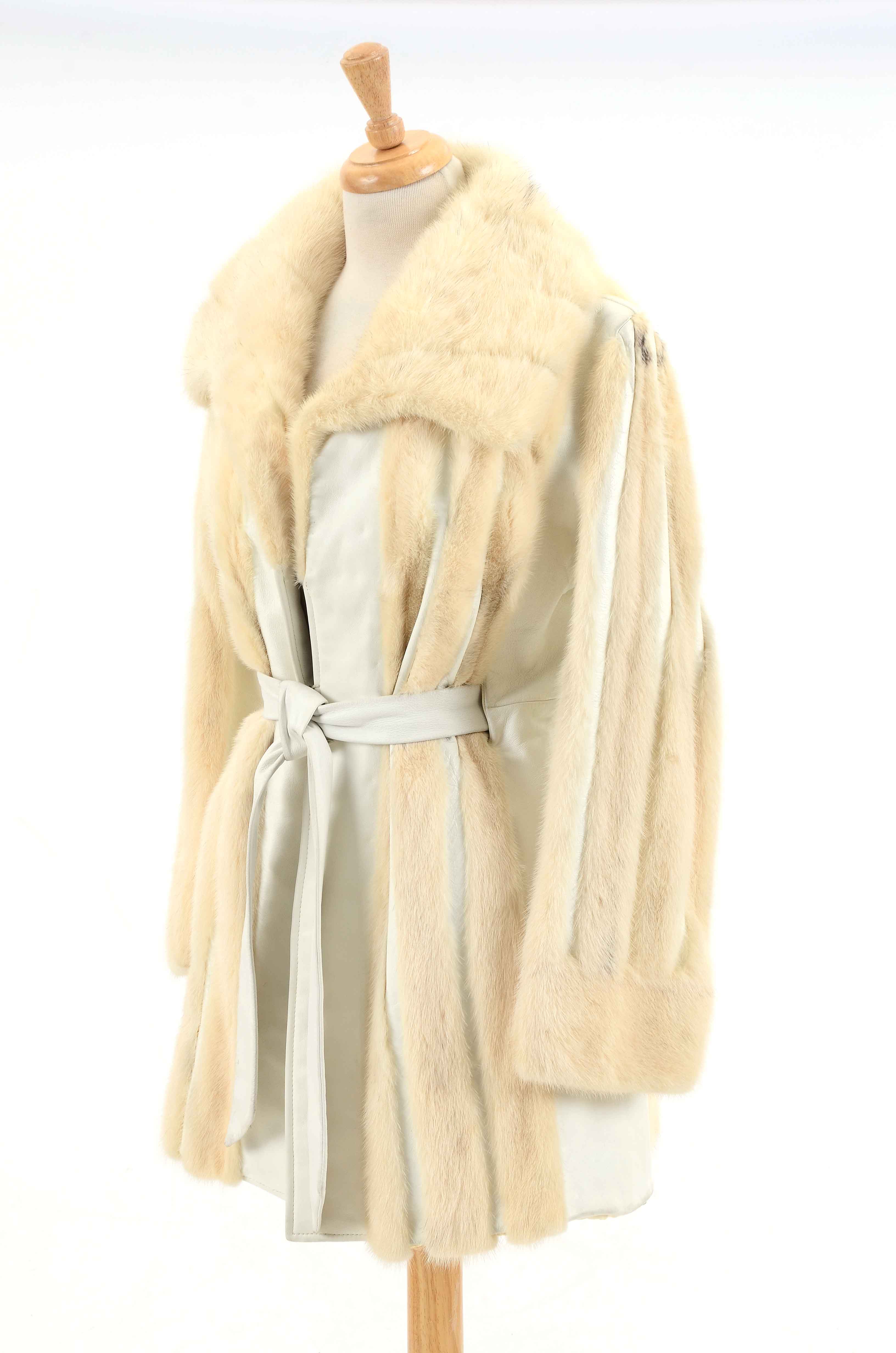 Vintage Platinum Mink Fur and White Leather Jacket