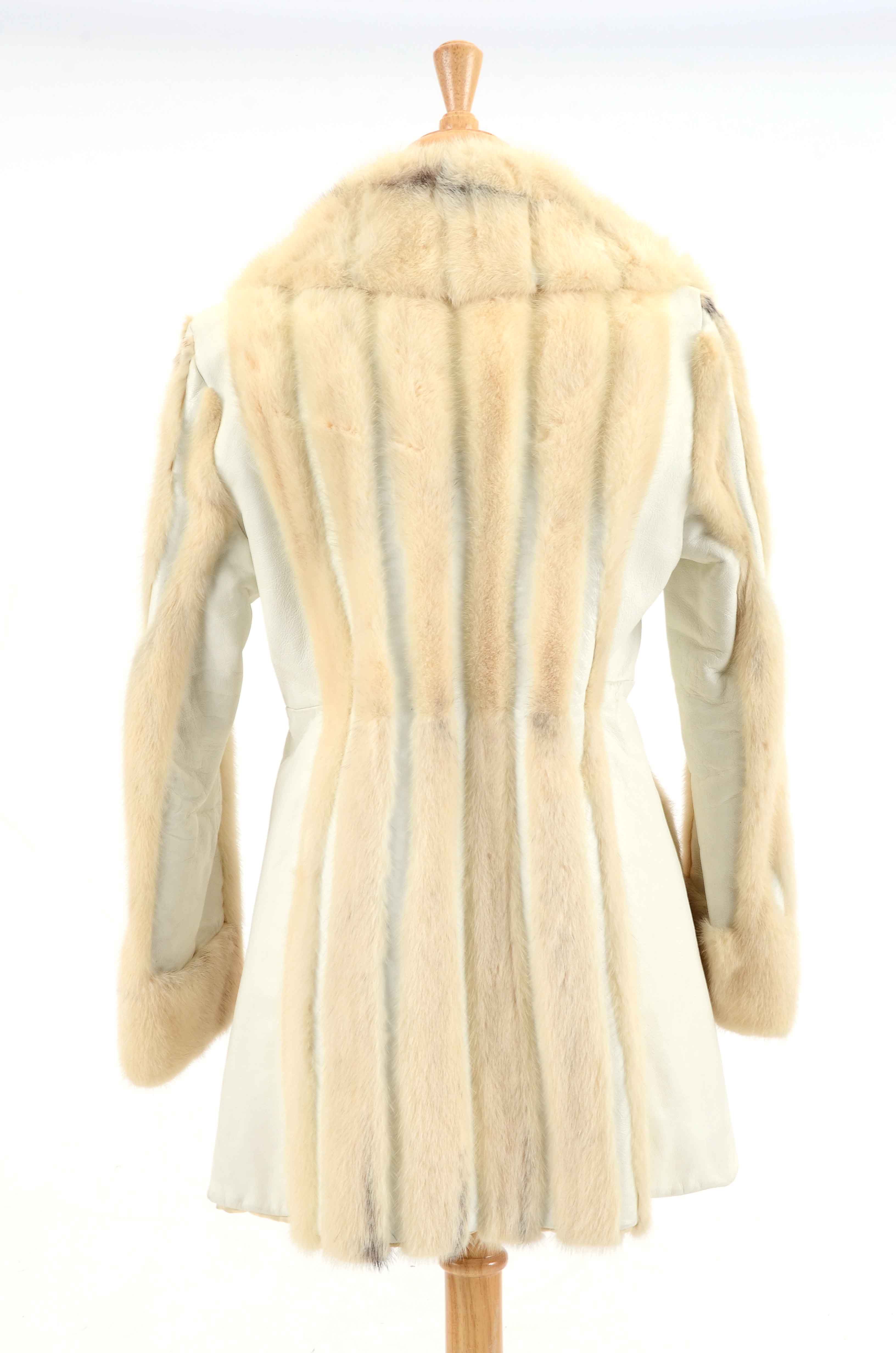 Vintage Platinum Mink Fur and White Leather Jacket