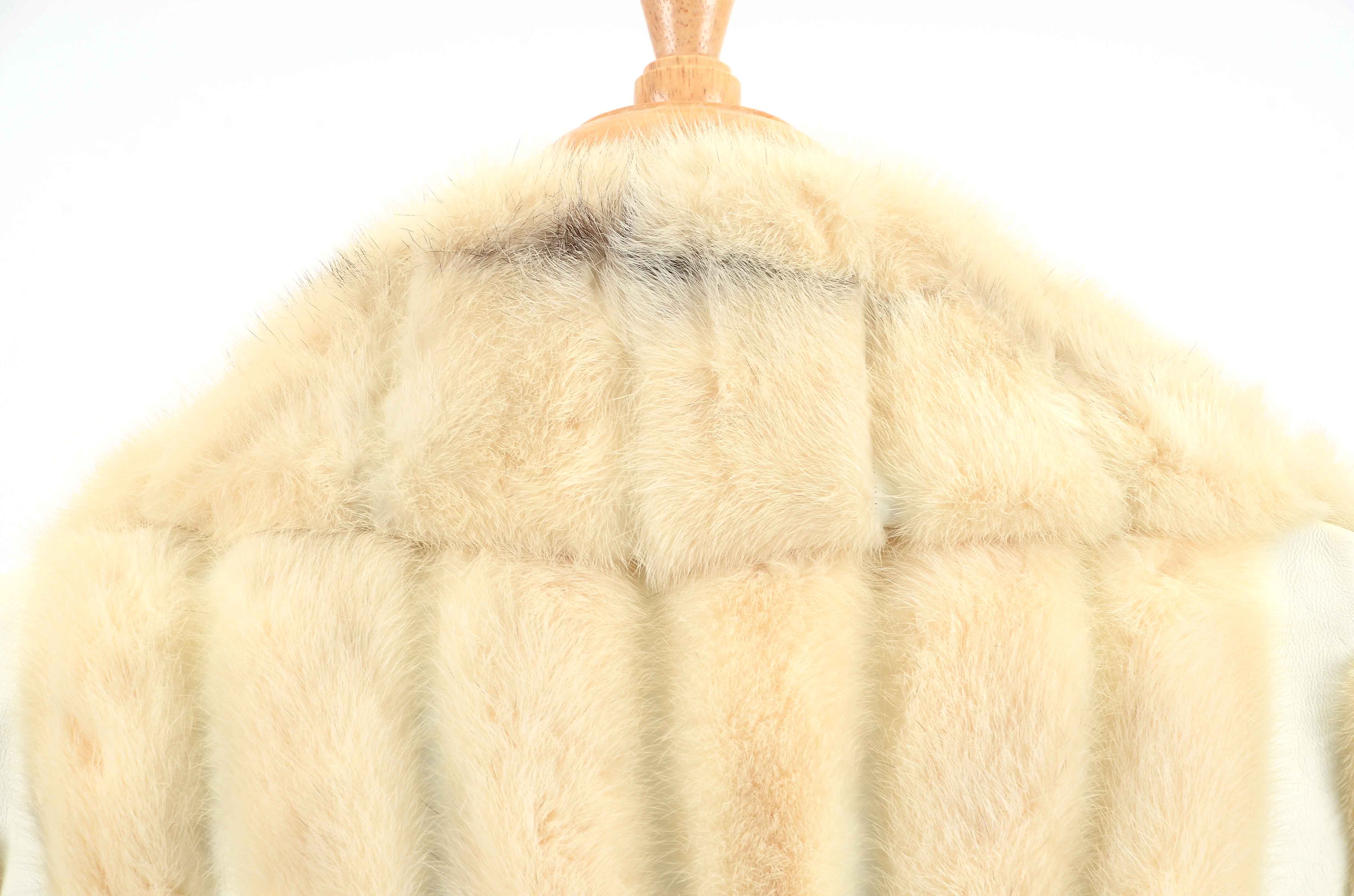 Vintage Platinum Mink Fur and White Leather Jacket