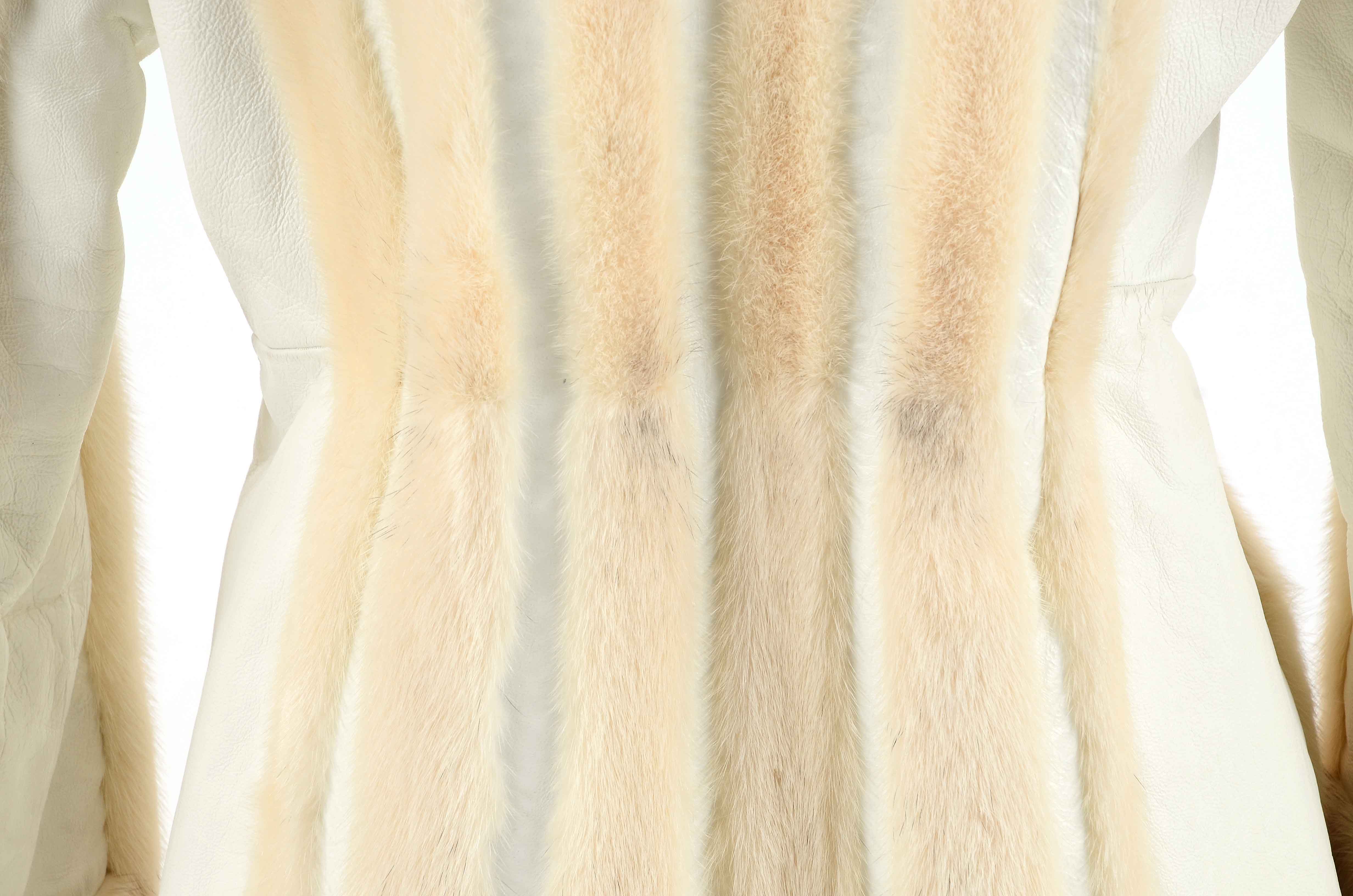 Vintage Platinum Mink Fur and White Leather Jacket