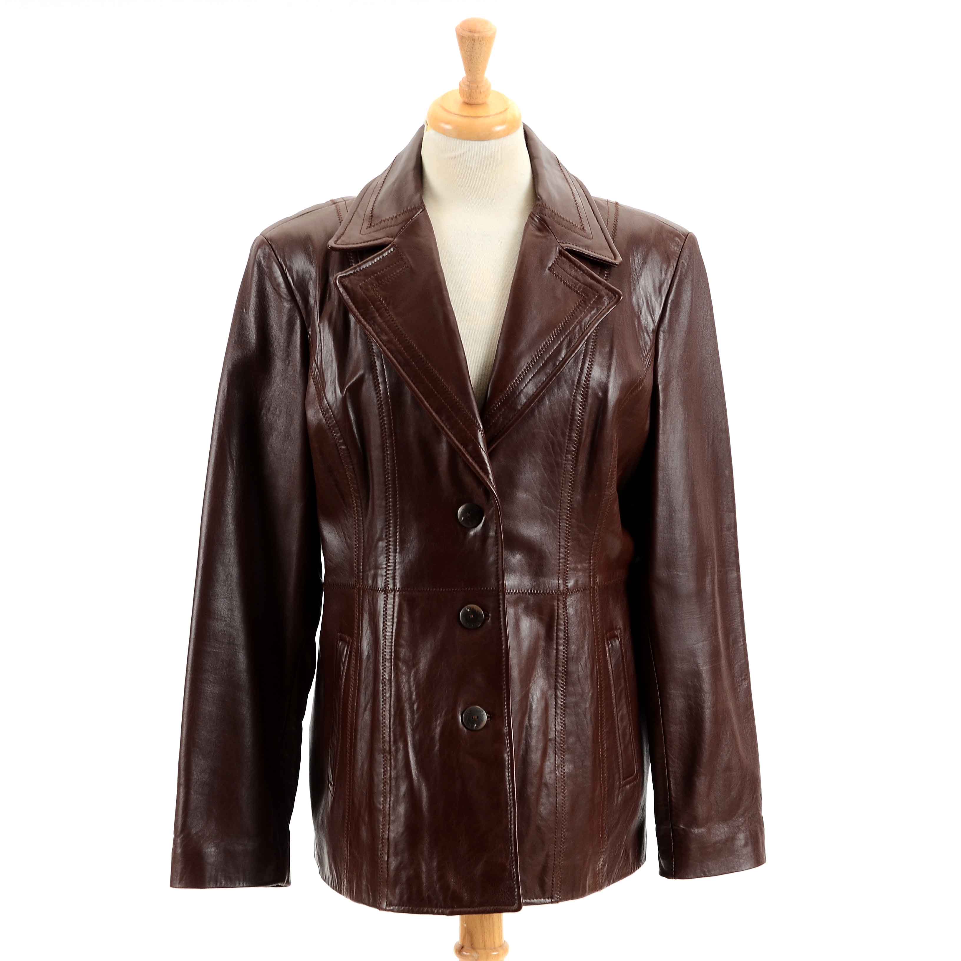 Women's Jones New York Brown Leather Jacket