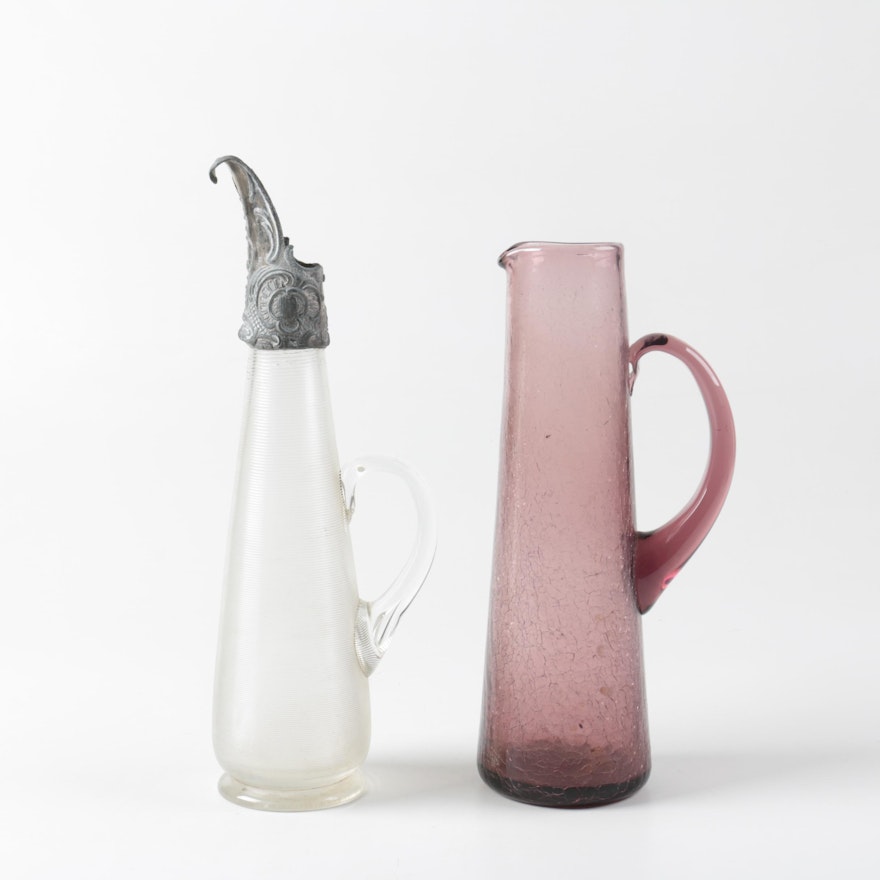 Glass Pitchers featuring Silver Tone Lid