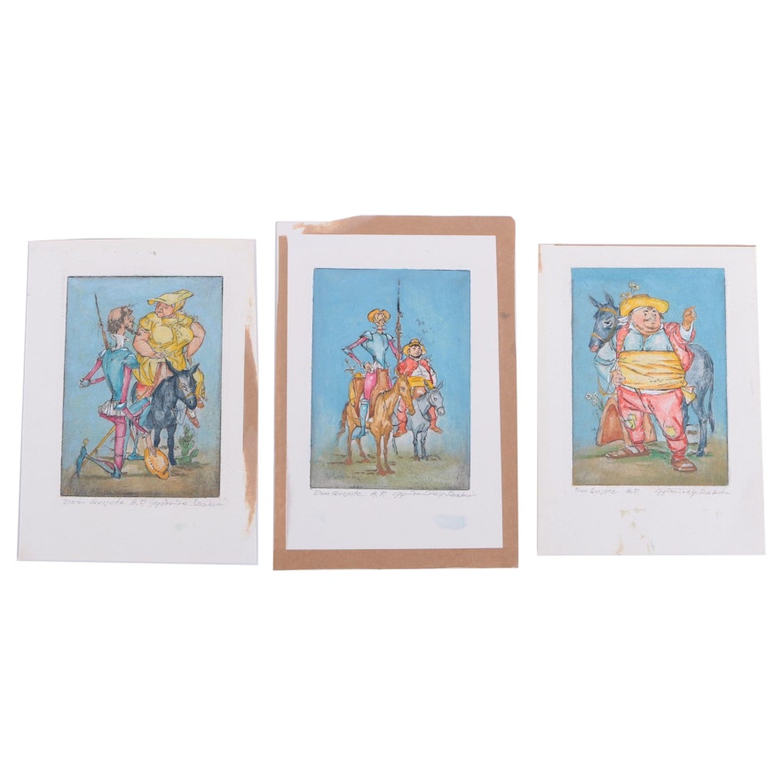 Szabo Artist's Proof Hand-Colored Etchings "Don Quijote"