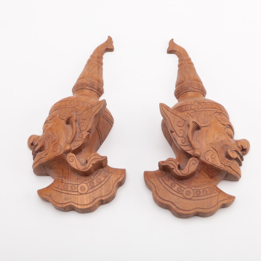Southeast Asian Style Carved Wooden Wall Hangings