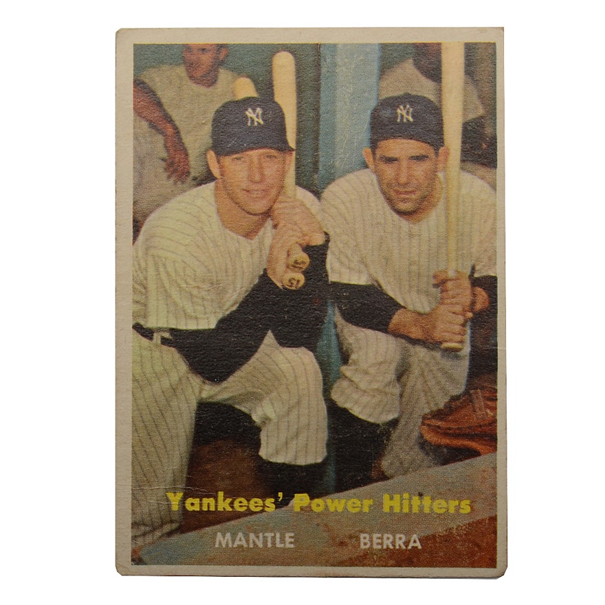 1957 Topps "Yankees' Power Hitters Mantle/Berra Baseball Card