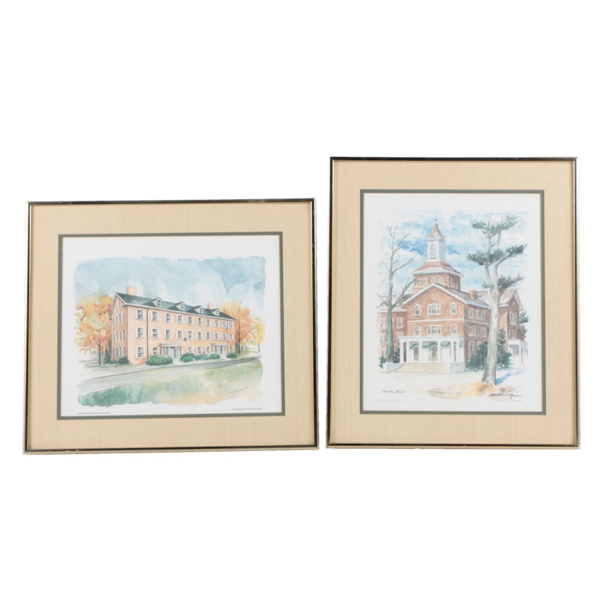 Reproduction Prints Depicting Miami University's Elliott Hall and Fisher Hall