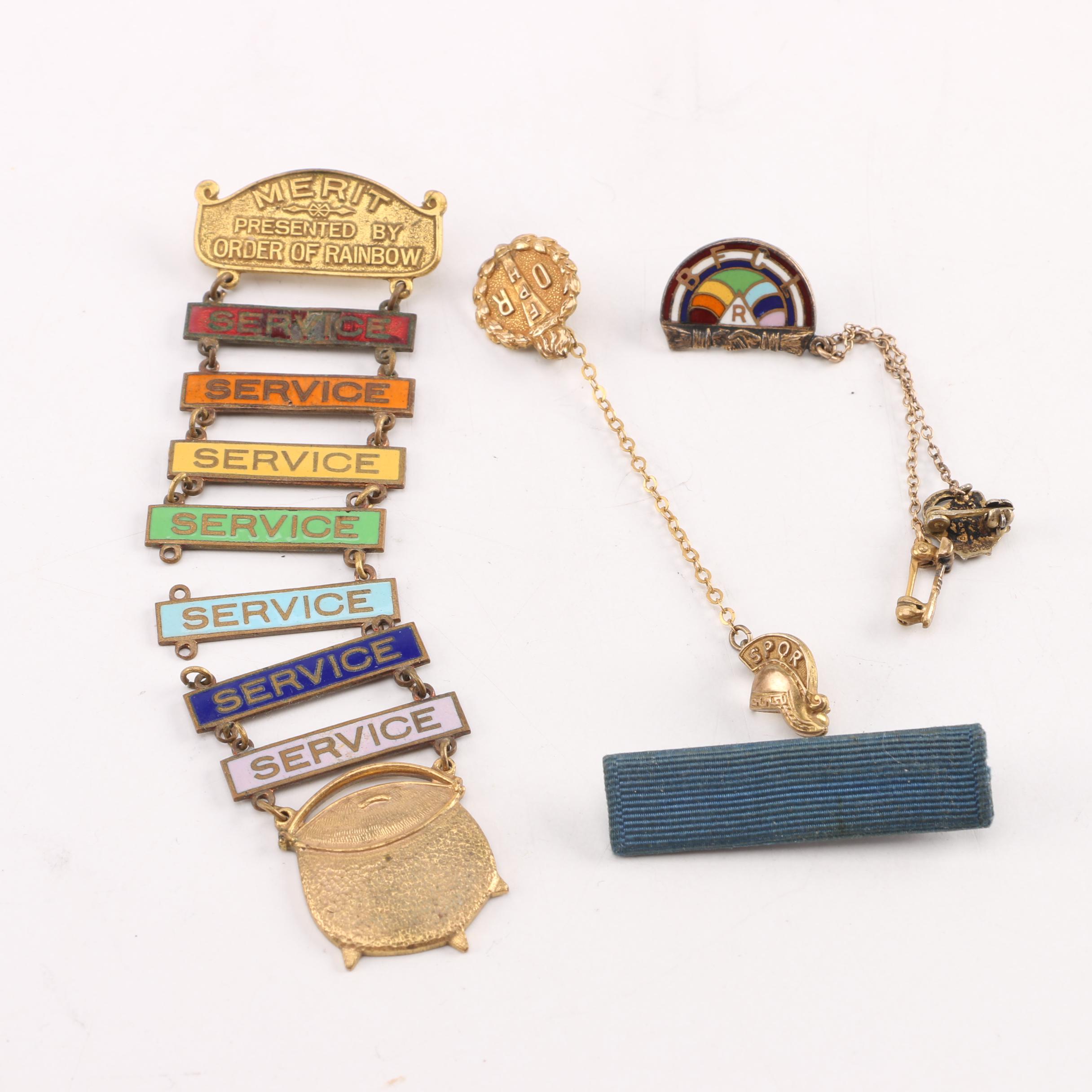 Rainbow Order for Girls Pins and Ephemera