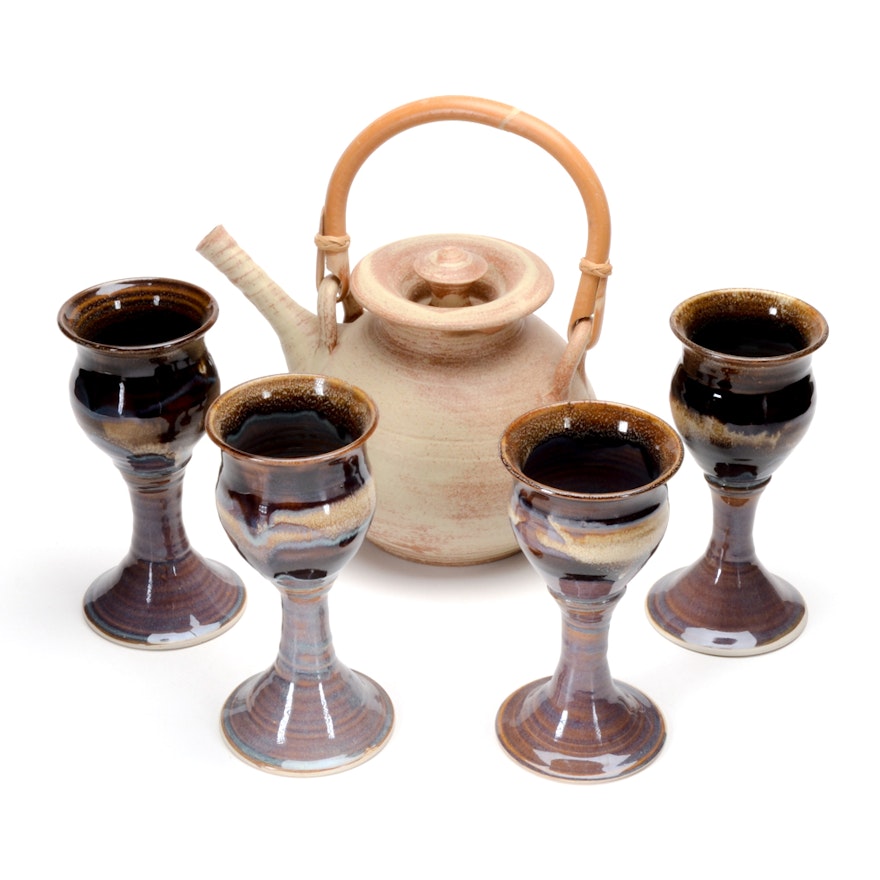 Artisan Crafted Teapot and Goblets