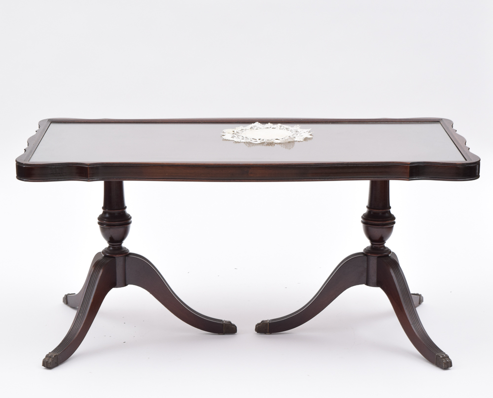 Vintage Twin Pedestal Coffee Table