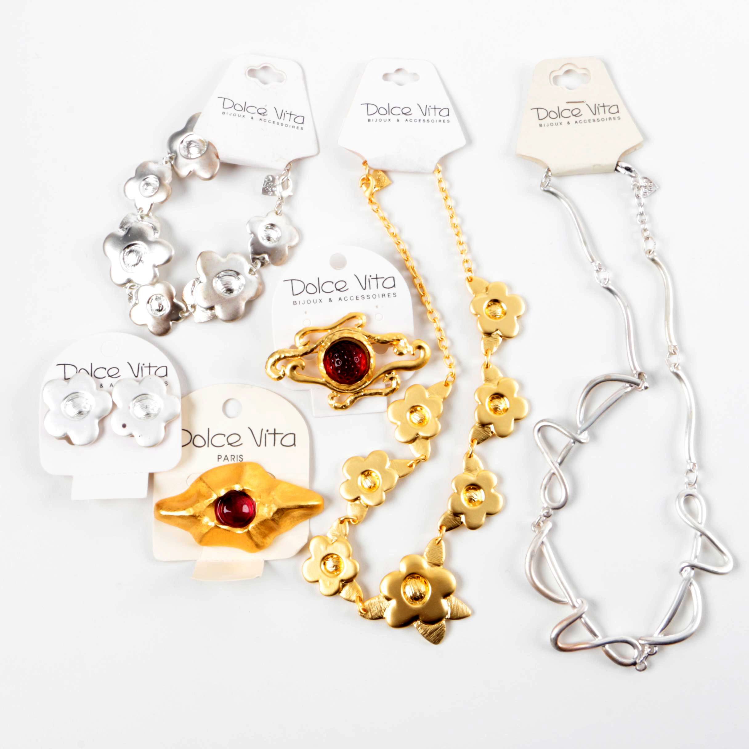 Assortment of Dolce Vita Gold and Silver Tone Jewelry Including Glass Accents