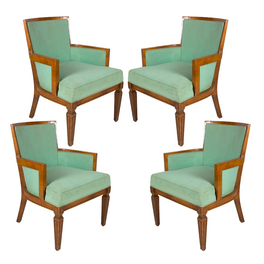 Louis XVI Style Armchairs with Fluted Legs