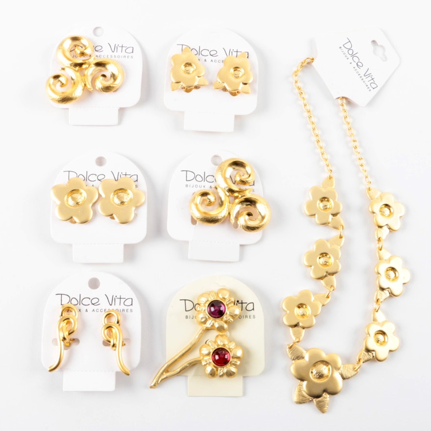 Assortment of Dolce Vita Gold Tone Jewelry Including Glass  Accents