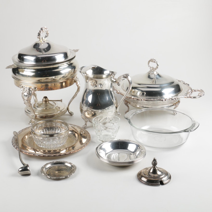 Silver-Plated and Glass Serving Ware Including Leonard Silver Mfg. Co.