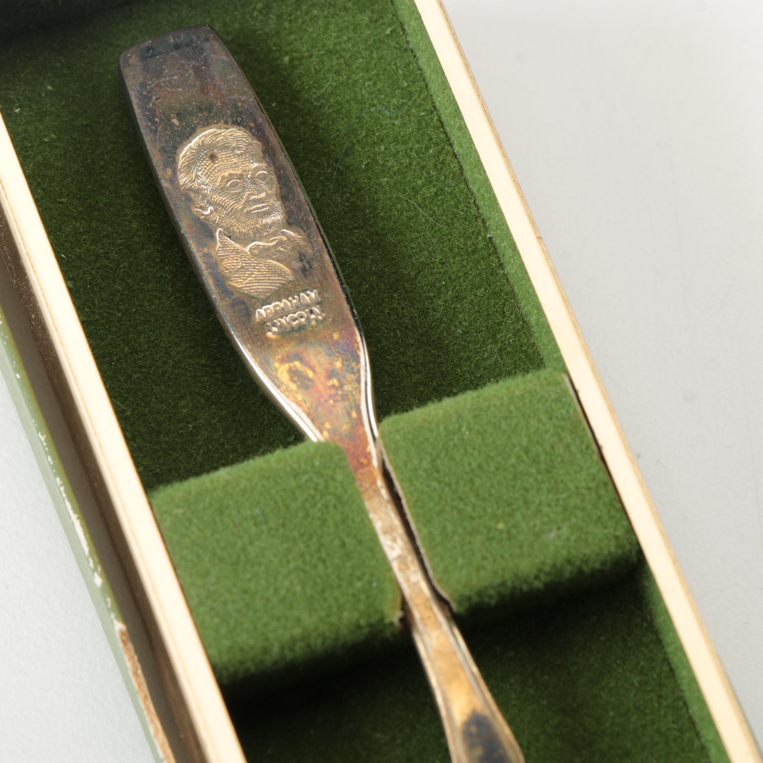 Oneida Silversmiths "Men of Peace" Silver Plate Spoons with Figurines