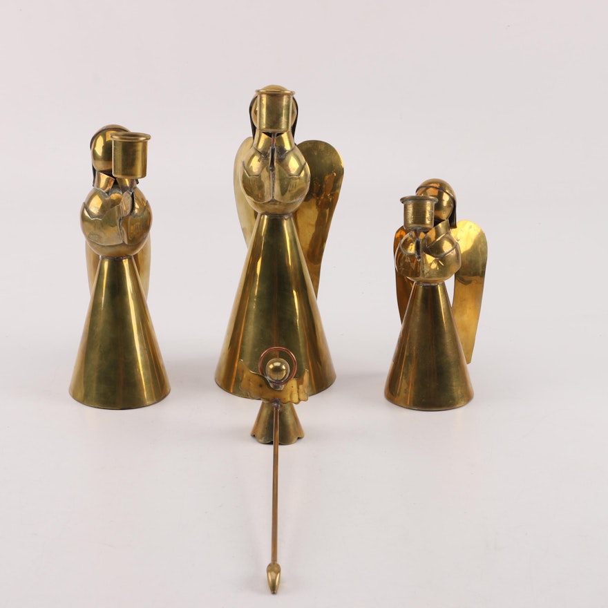 Mexican Brass Angel Candle Holders and Snuffer