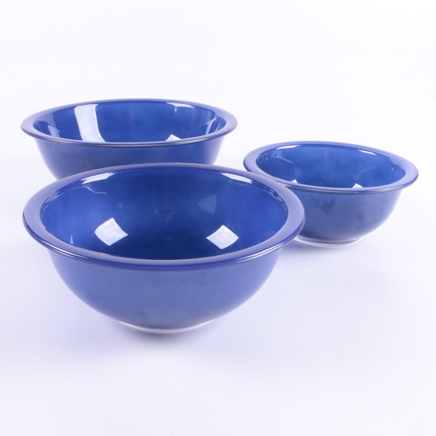 Set of Pyrex Nesting Blue Mixing Bowls