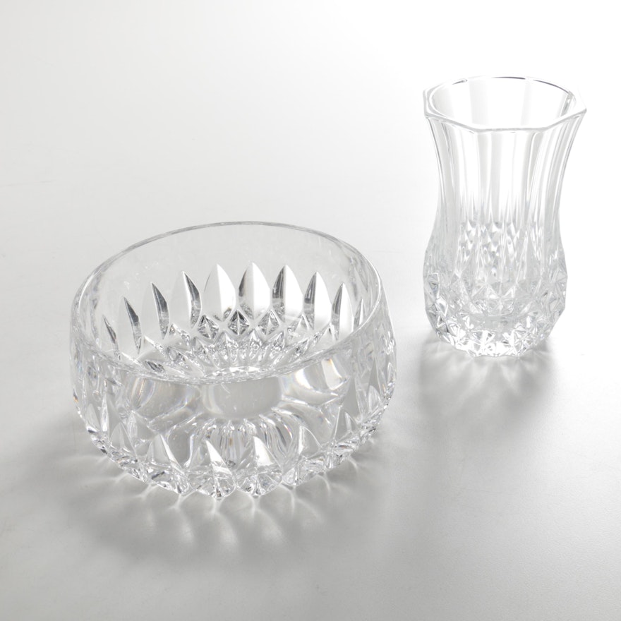 Pressed Glass Bowl and Bud Vase