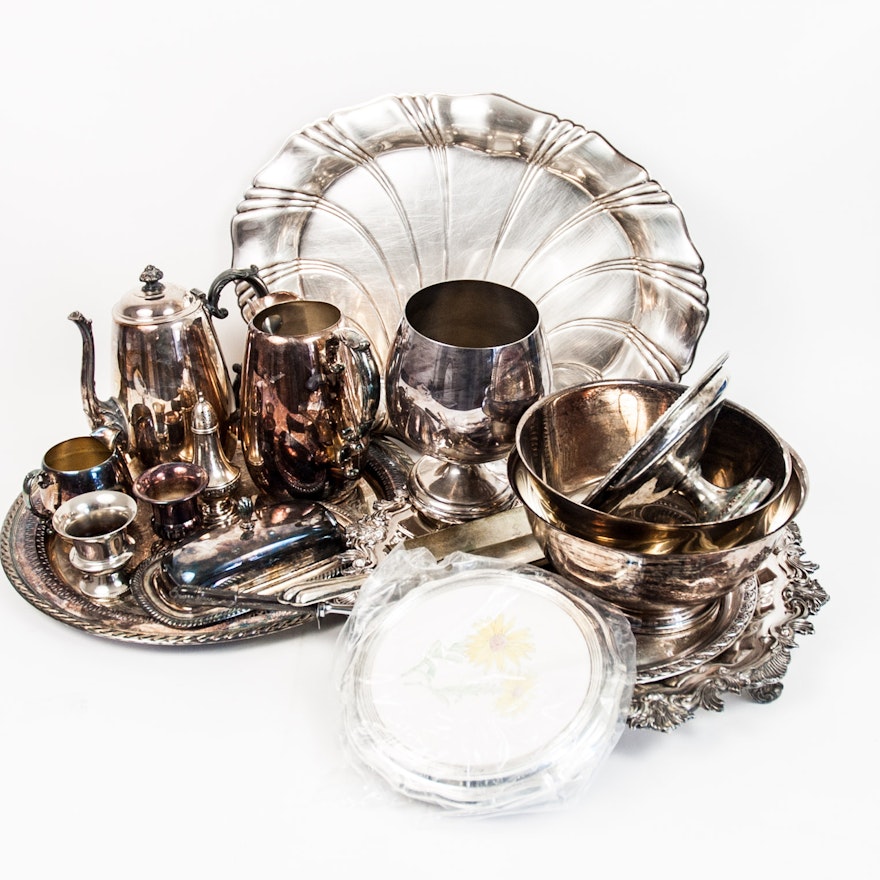 Revere Style Bowls and Other Plated Silver Tableware