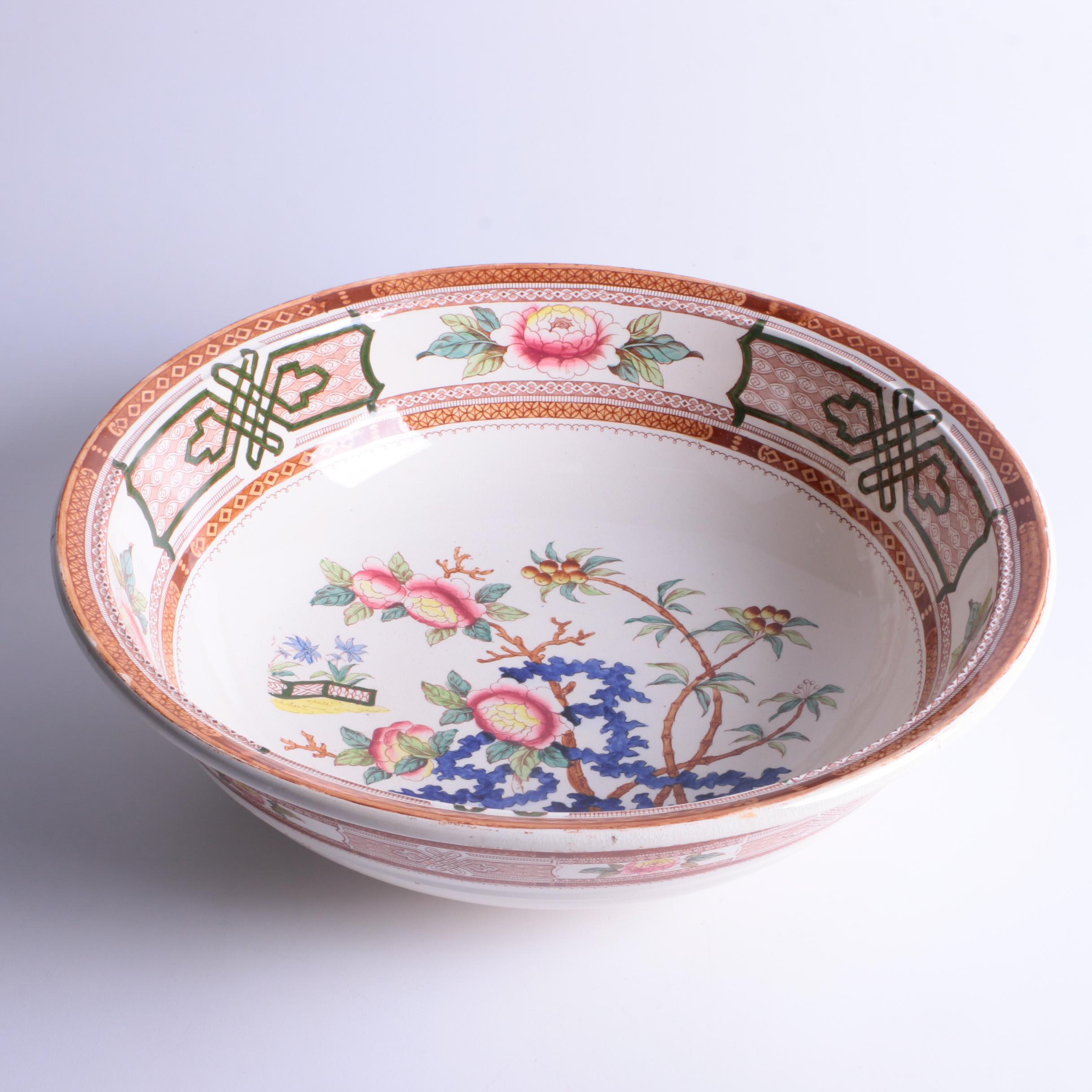 Antique Furnivals "Cashmere" Pitcher, Basin, and Shaving Set