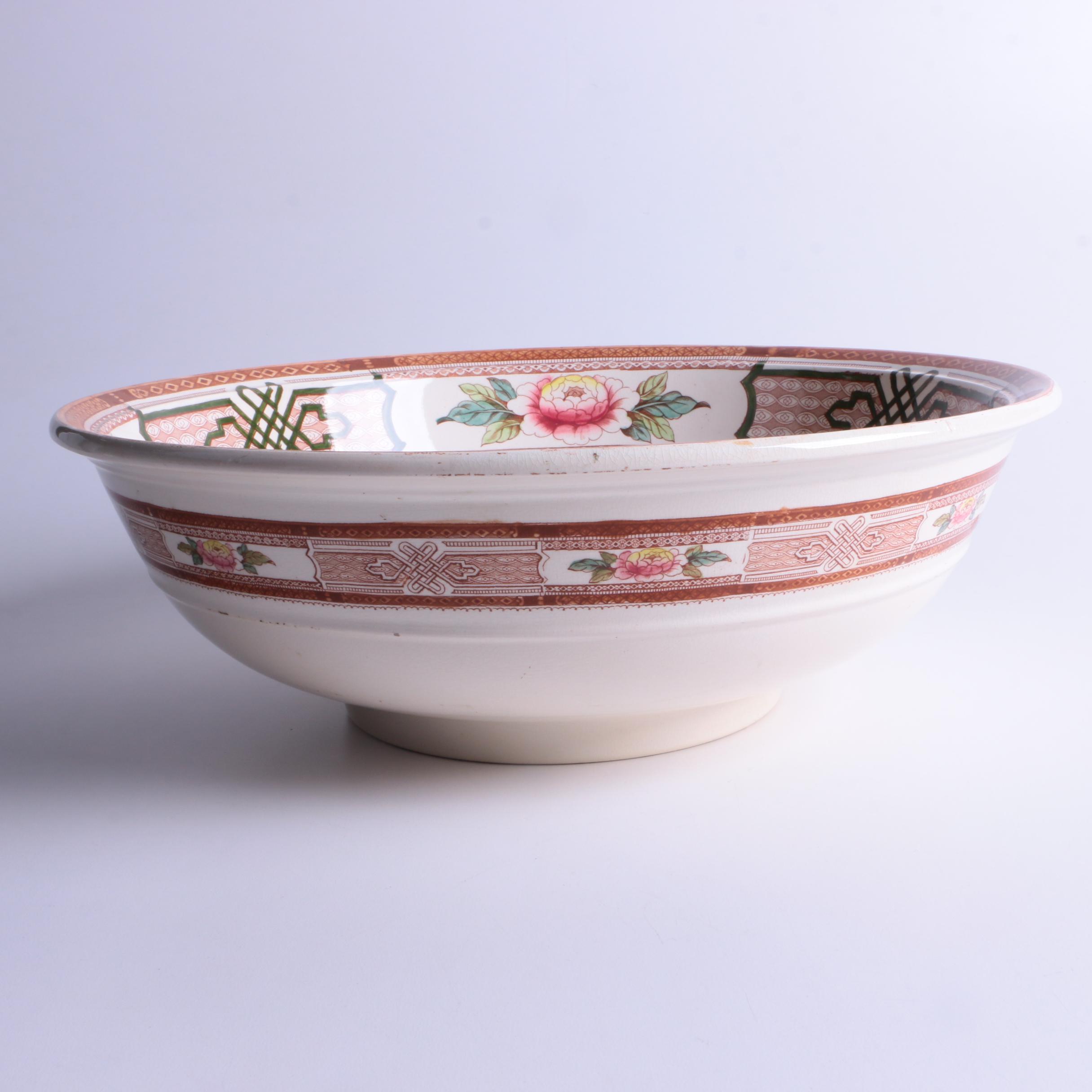 Antique Furnivals "Cashmere" Pitcher, Basin, and Shaving Set