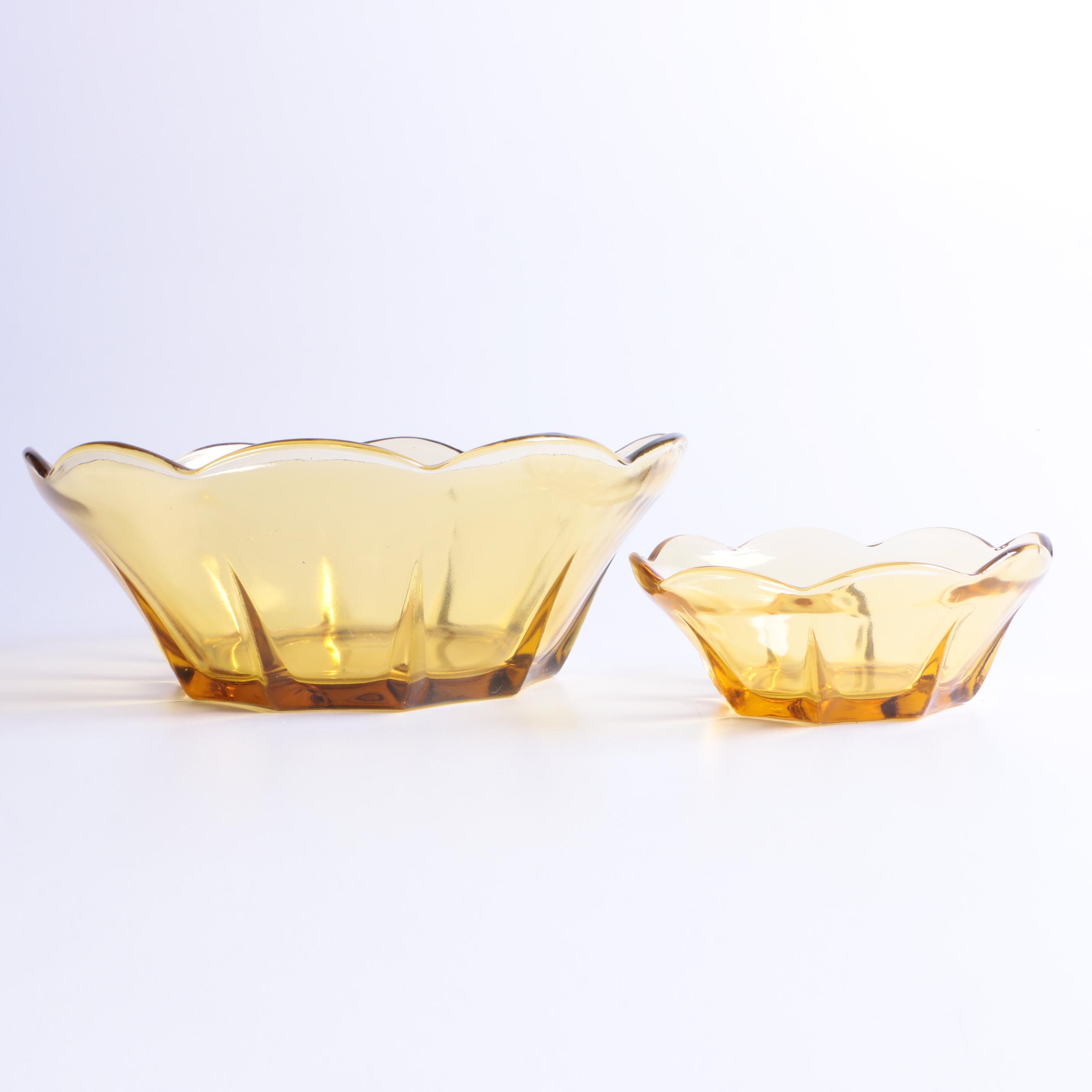 Anchor Hocking "Swedish Modern Amber" Chip and Dip Set