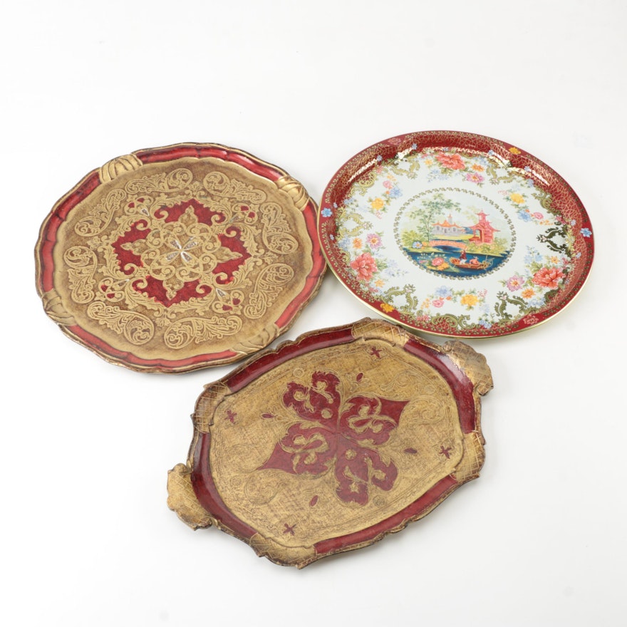 Decorative Serving Trays Including Daher