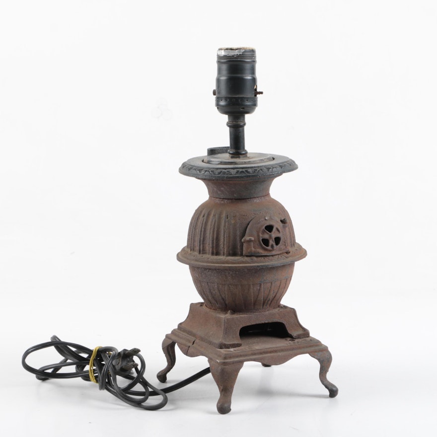 Lamp Featuring Pot Belly Stove Base