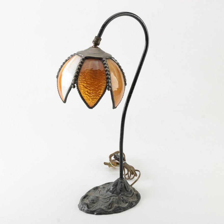 Goose Neck Accent Lamp with Stained Glass Shade