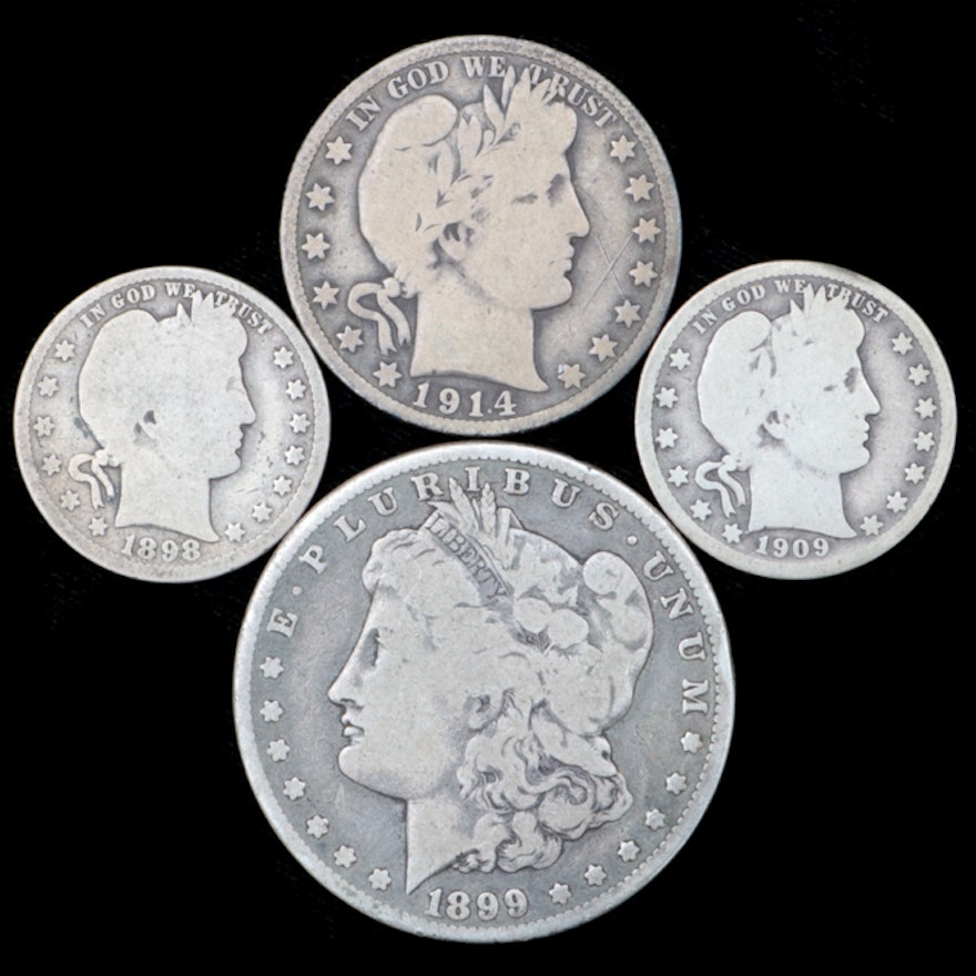 Assortment of Morgan and Barber Silver Coins