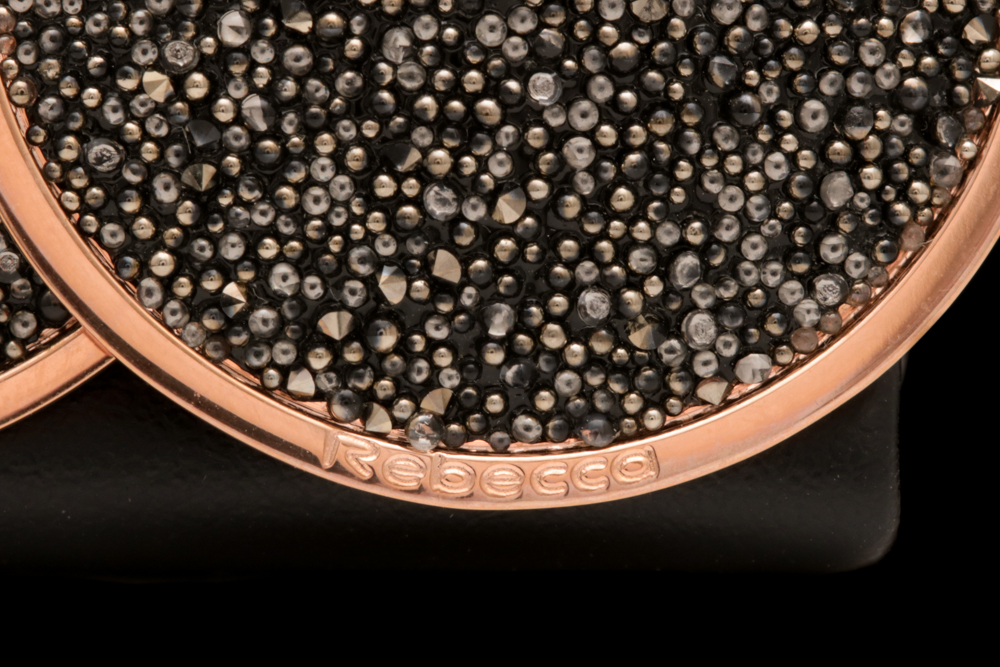 Rebecca Rose Gold Wash on Bronze and Crystal Dangle Earrings