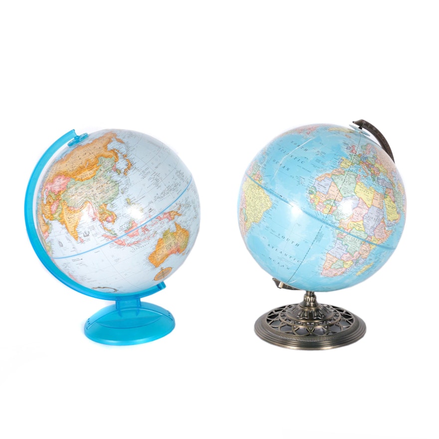World Globes on Metal Stands