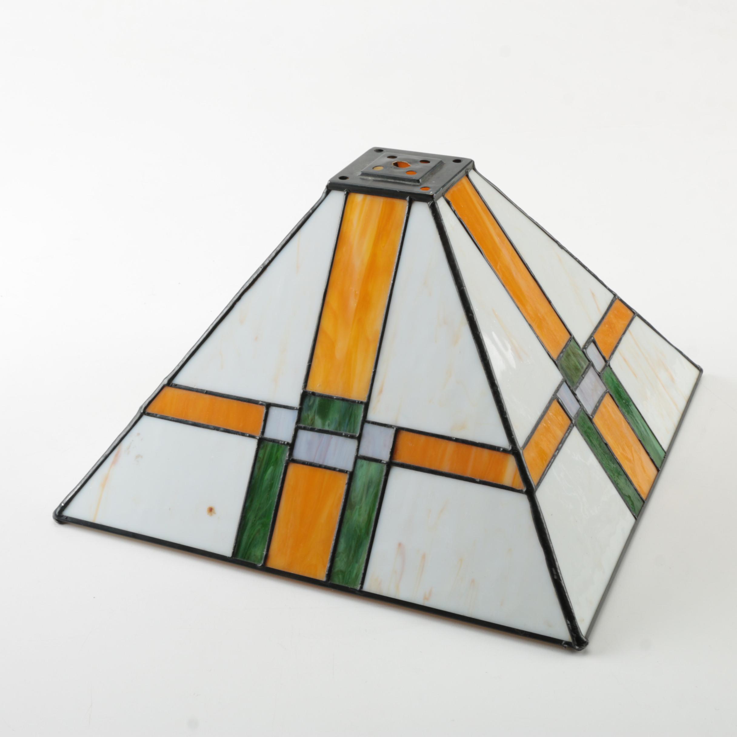 Art and Crafts Style Stained Glass Tapered Square Lamp Shade