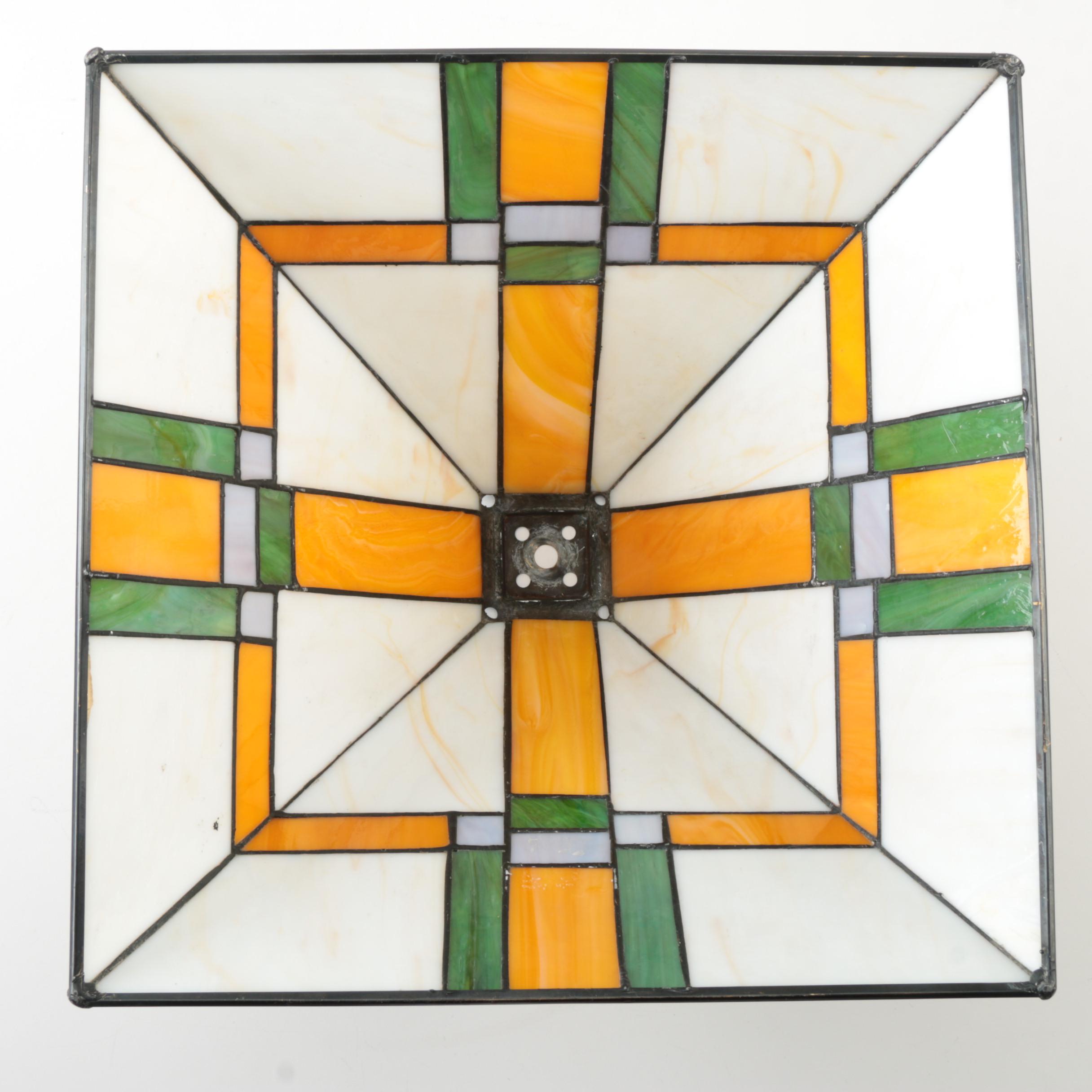 Art and Crafts Style Stained Glass Tapered Square Lamp Shade
